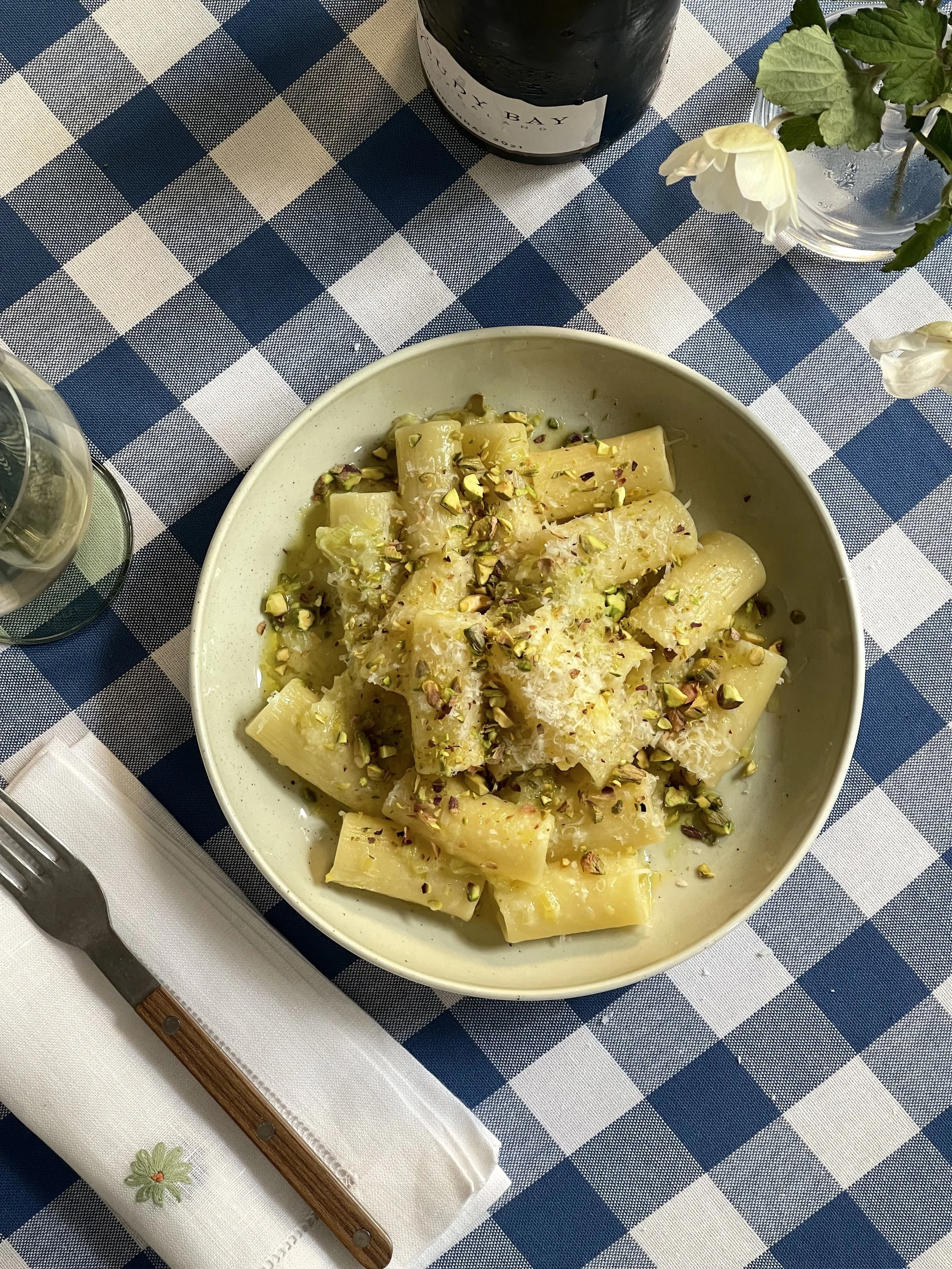 Purrepasta med pistasjnøtter