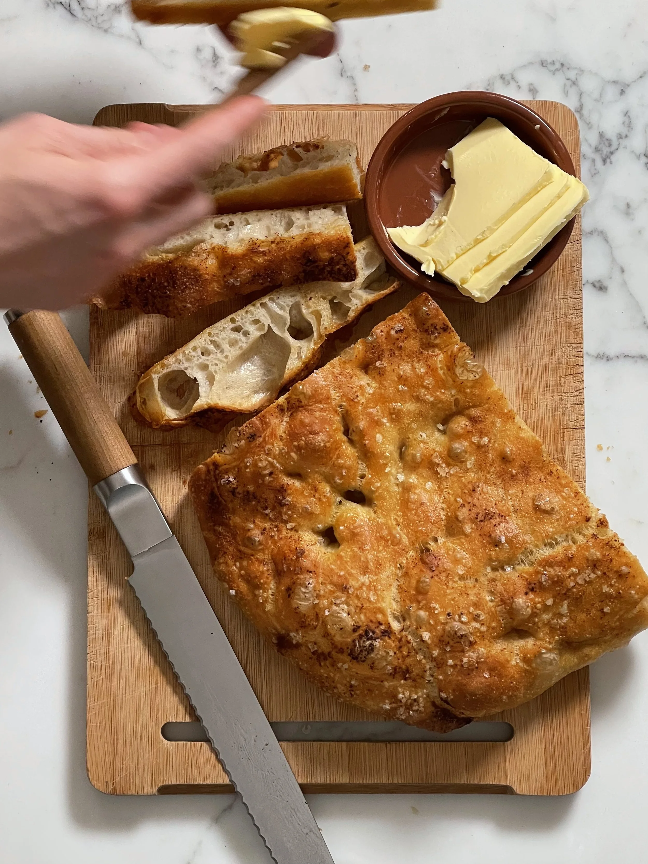 Focaccia med brunet smør