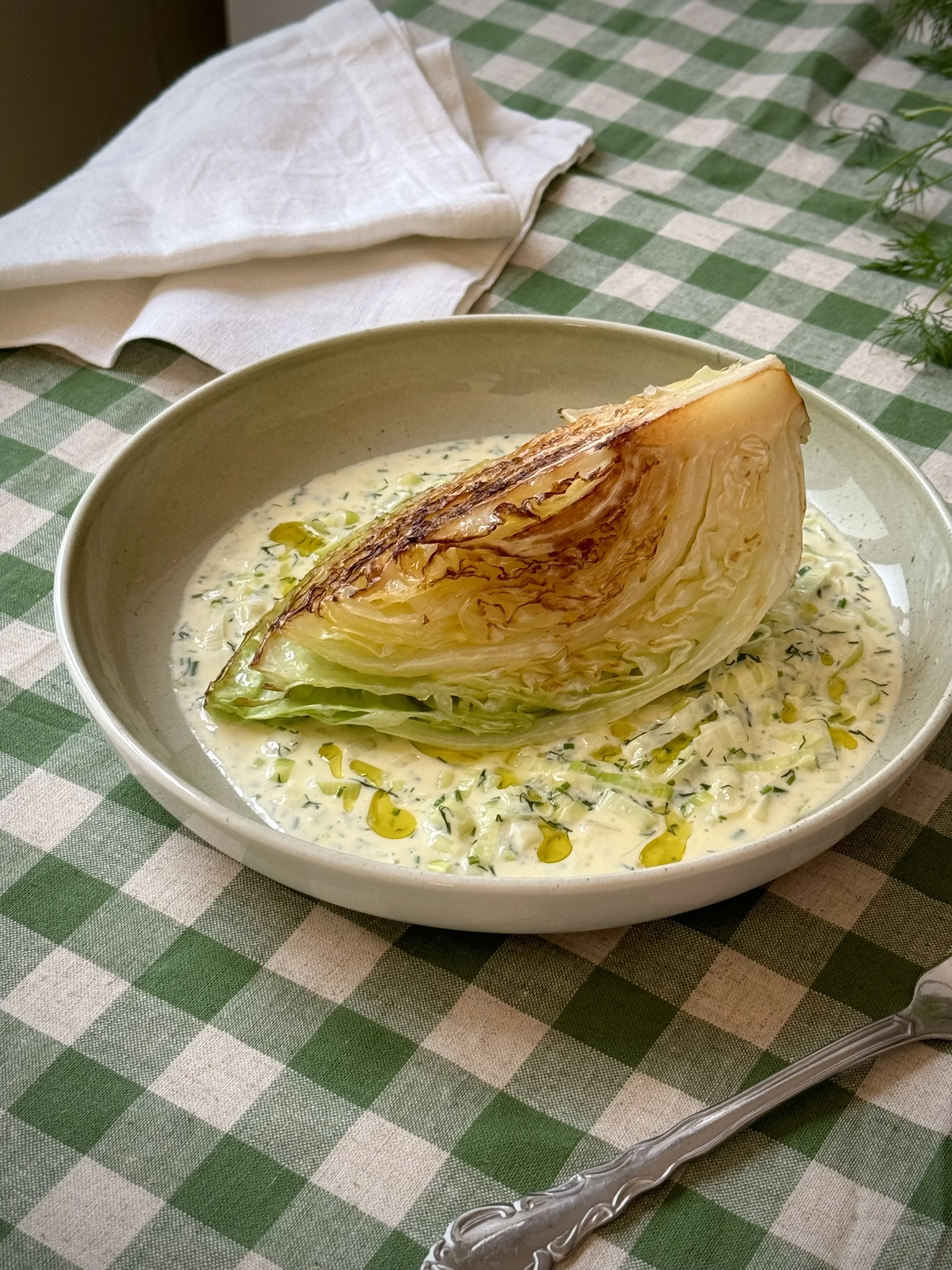 Stekt nykål med kremet purre