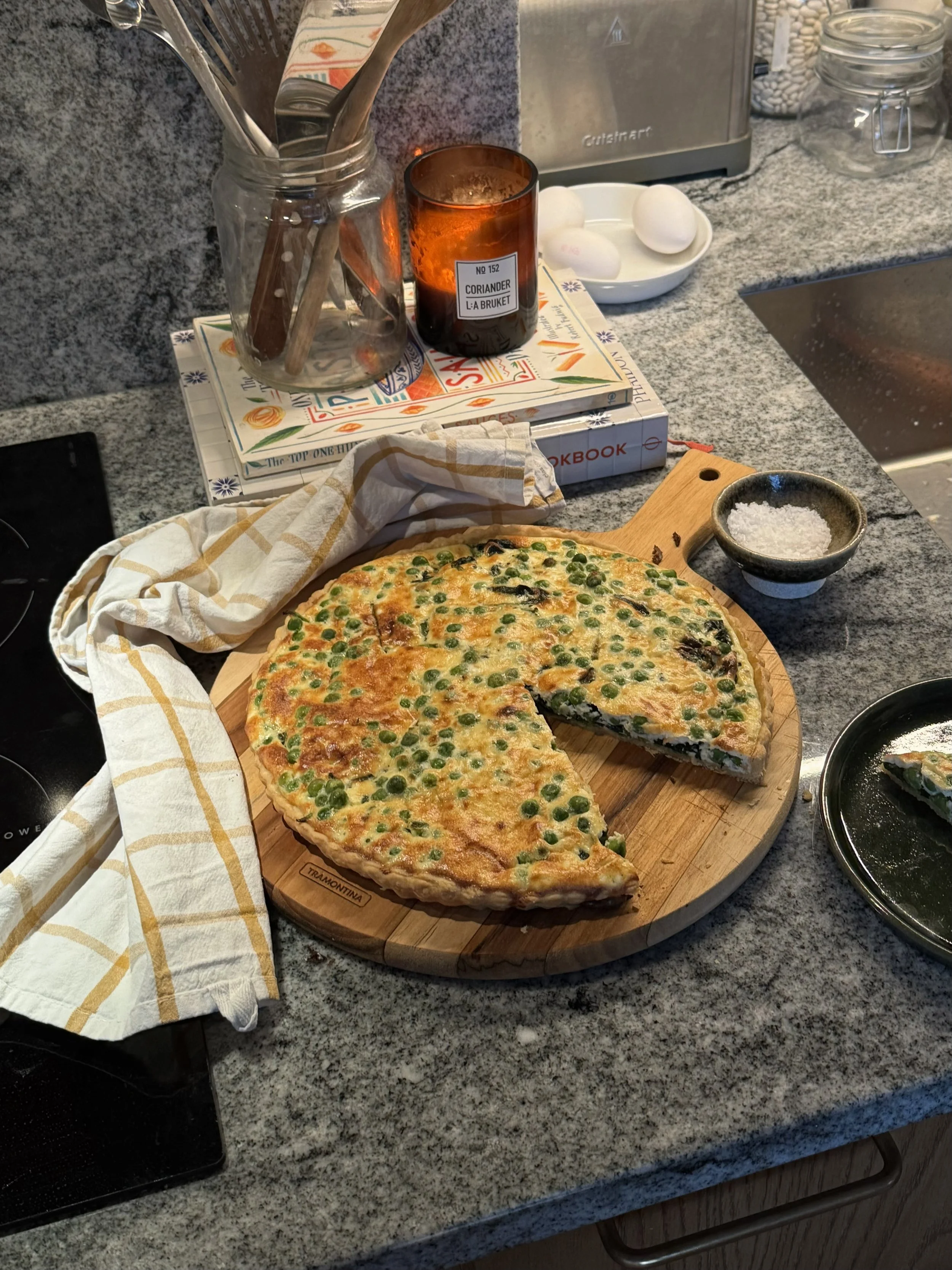 Pai med ricotta, erter og spinat