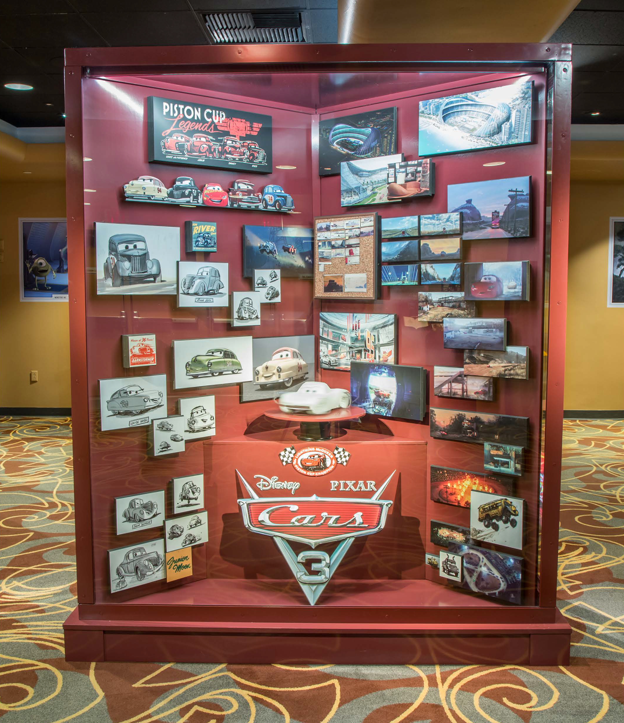 Cars 3 Exhibit Case | Designed and oversaw fabrication of all elements