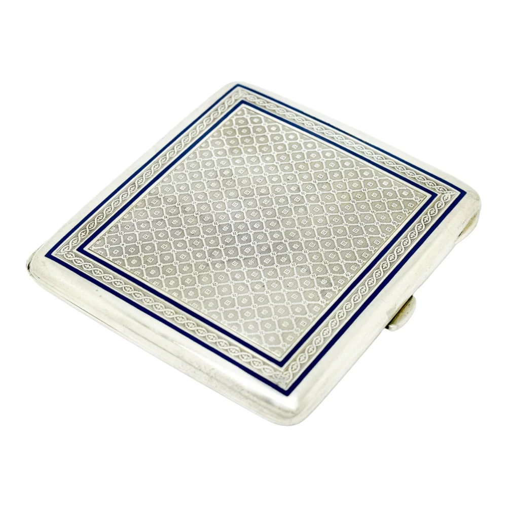 Vintage Art Deco Polo Engine Turned Cigarette Case German Art Deco Louis Kuppenheim Gilt, Silver And
