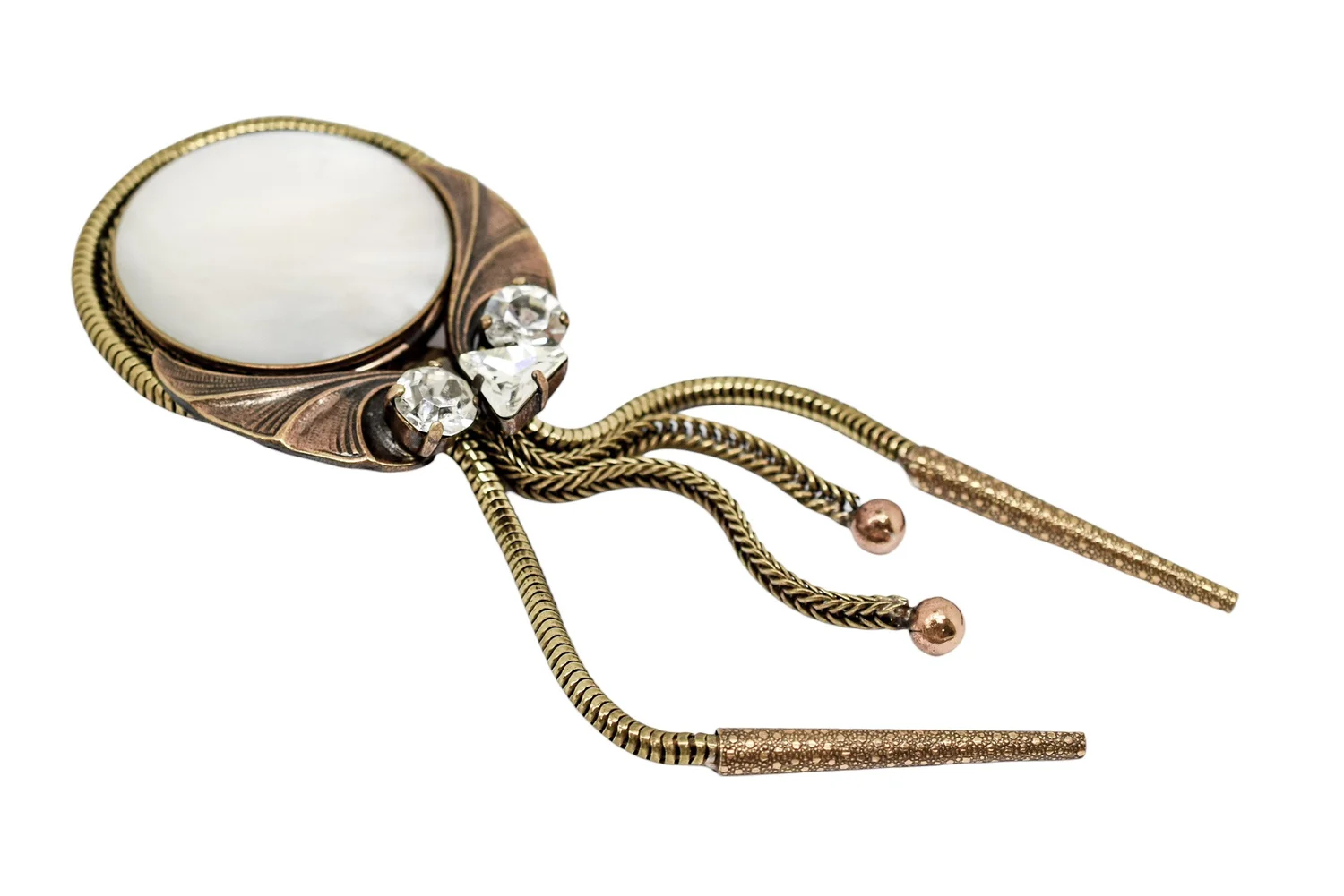 Vintage Ermani Bulatti Art Deco bronzed mother-of-pearl large