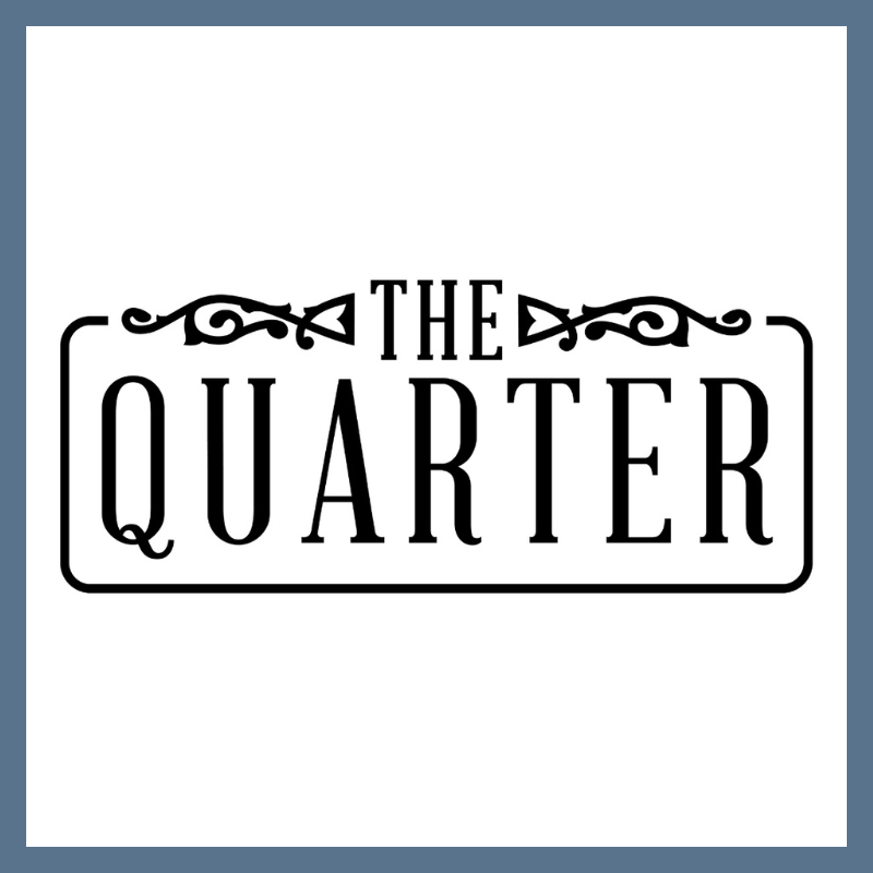 Logo for The Quarter with decorative lines above and below the text