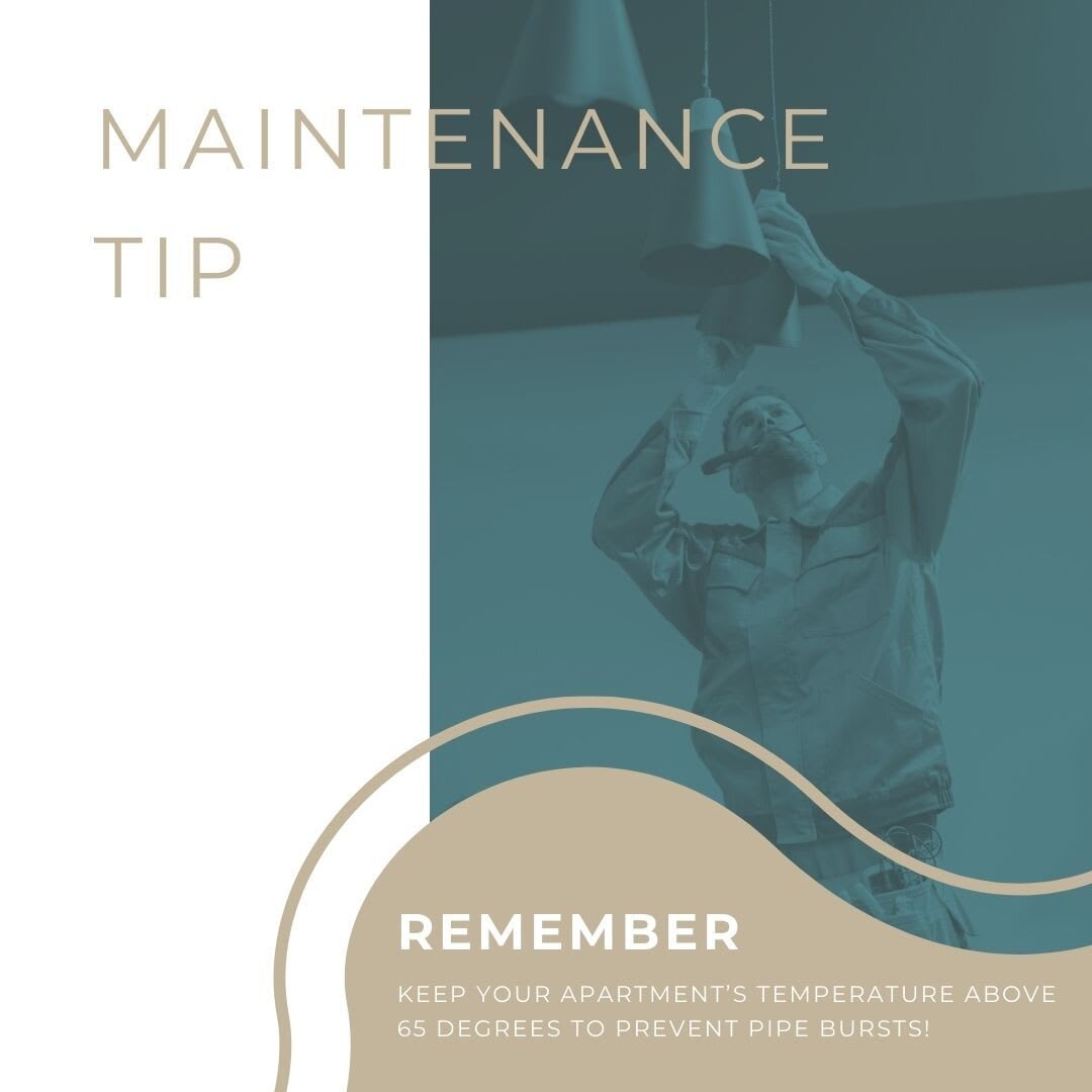 Maintenance Tip Tuesday!🔨
In these colder Winter months, be sure to always keep your apartment temperature at or above 65 degrees! This will help prevent pipes from bursting!❄
#MaintenanceTipTuesday