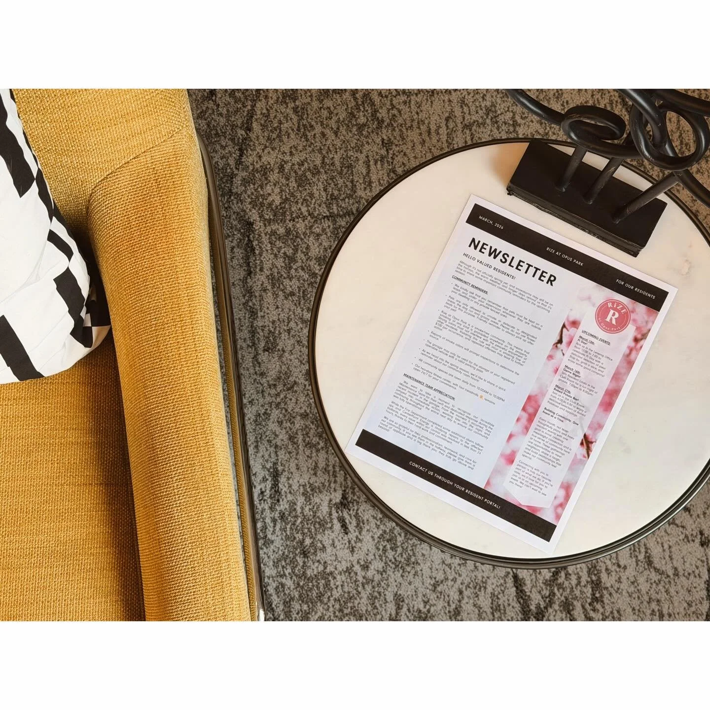 Residents, be sure to check your inbox and stop by the leasing office to grab the latest edition of the Rize at Opus Park Newsletter. Inside, you&rsquo;ll find important community reminders, our maintenance team spotlight, and upcoming resident event