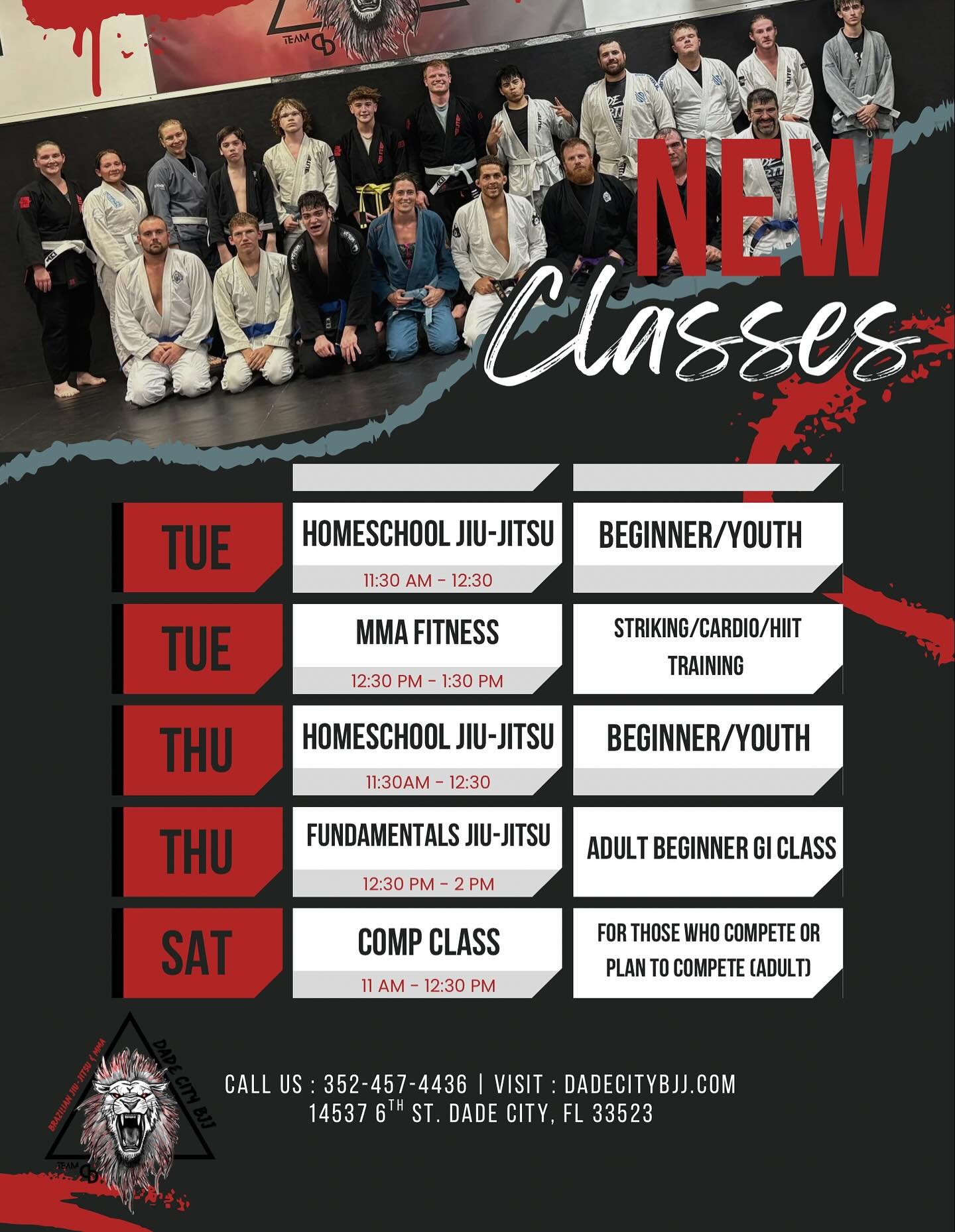 New classes in the mix!! 

Starting next week we will be adding several classes to the schedule. Reach out with questions! As always your first week at DCBJJ is FREE. 

#dadecity #jiujitsu #mma #martialarts #pascocounty