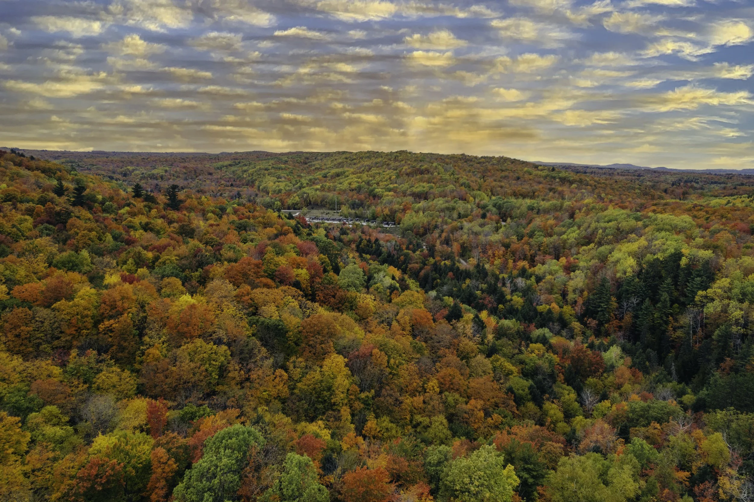 Fall colors across the forests near Marquette, Michigan