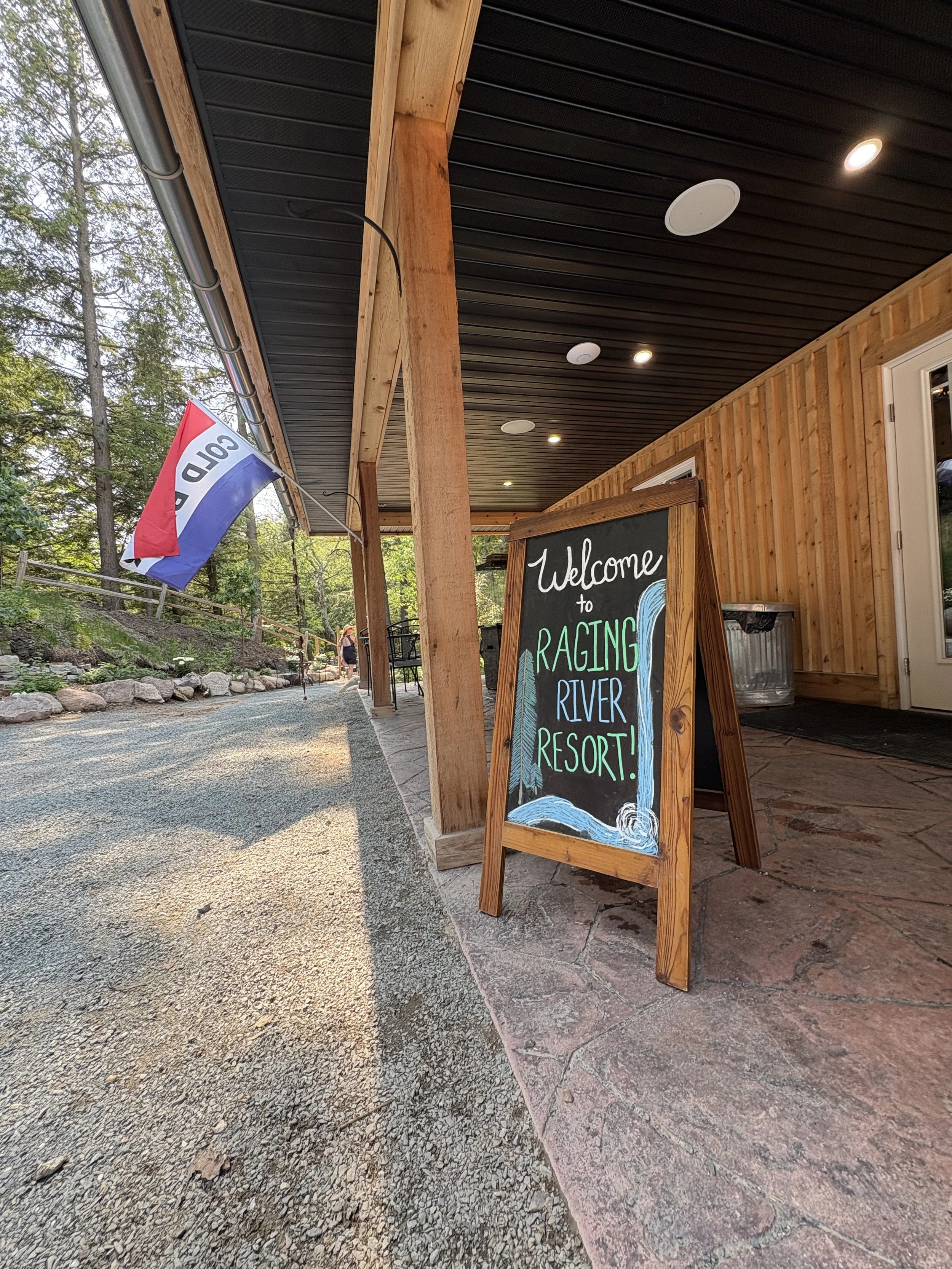 General Store inside the Raging River Lodge with camping supplies, coffee, and ice cream