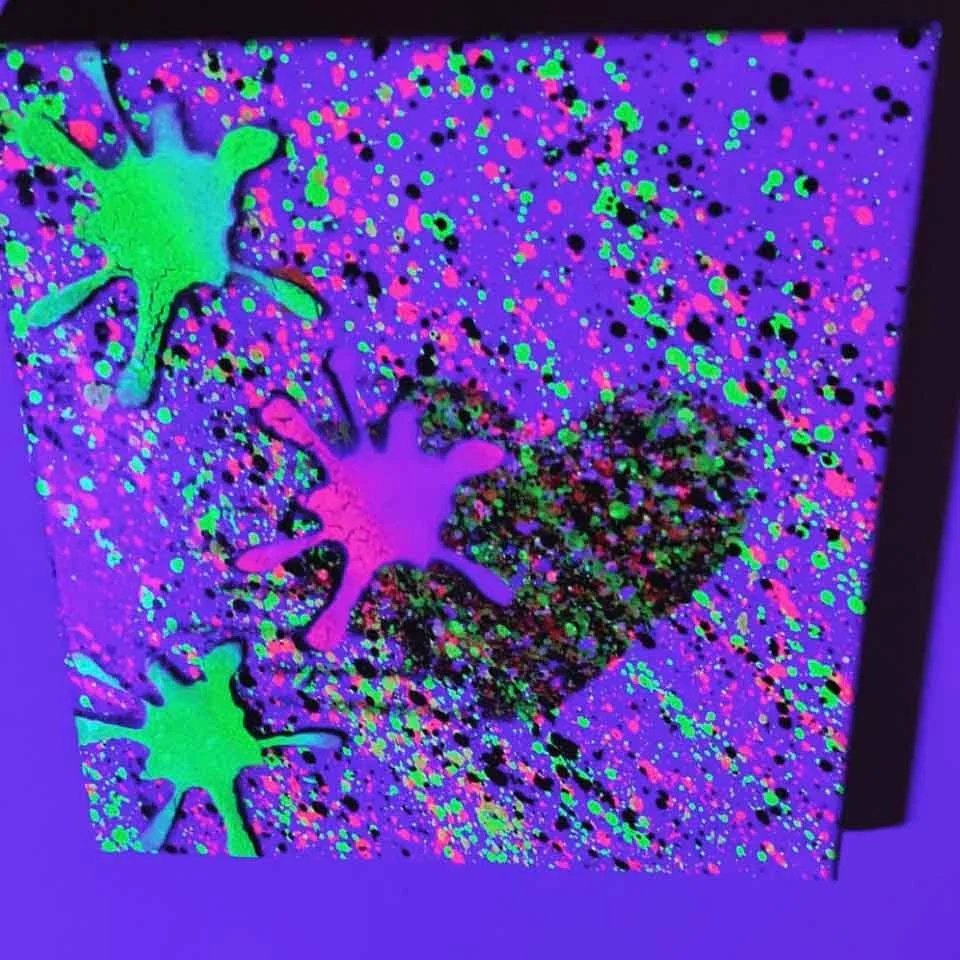 Splatz on Purple with Heart Shadow Painting