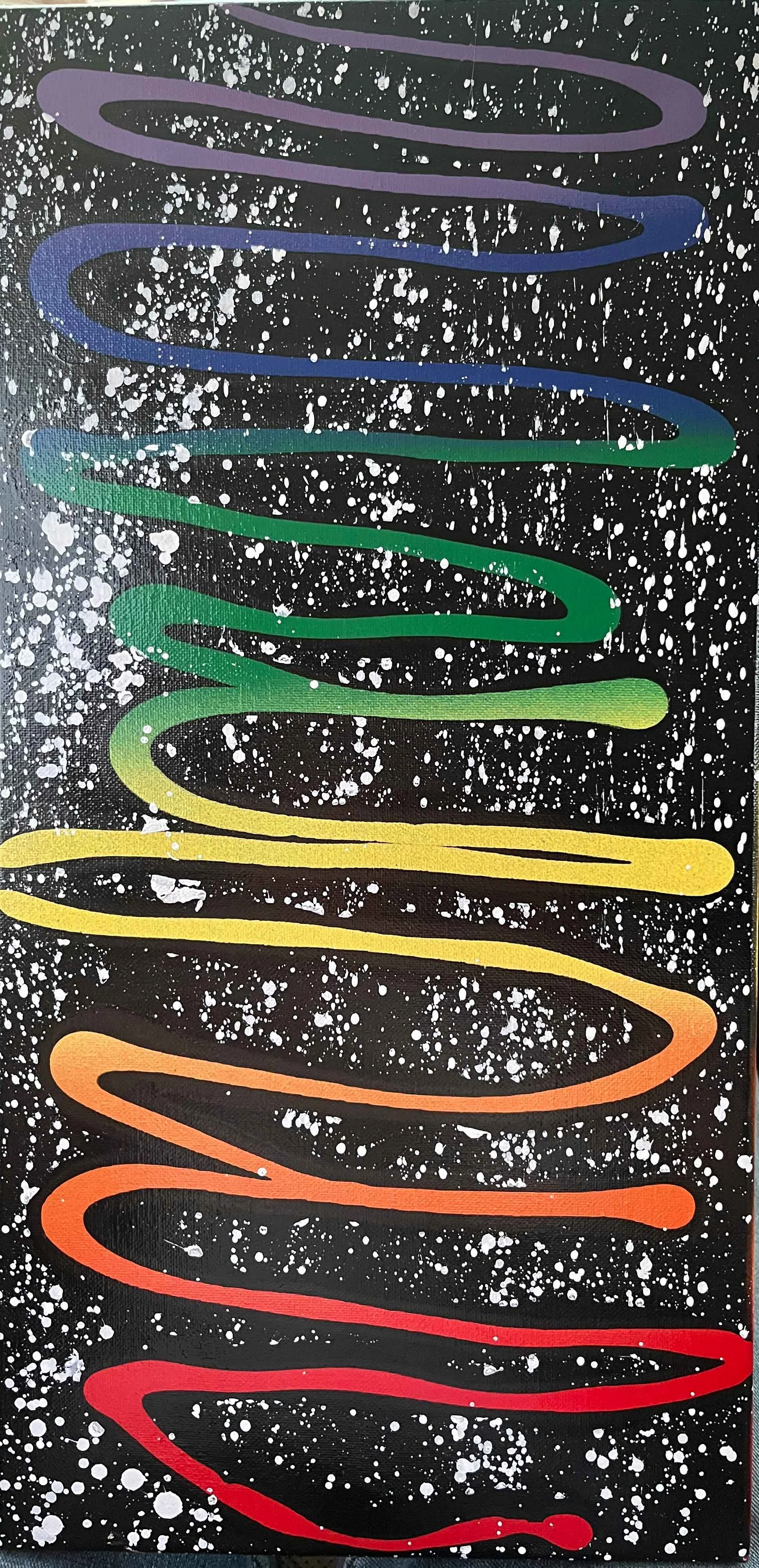 Rainbow Squiggles on black background Painting