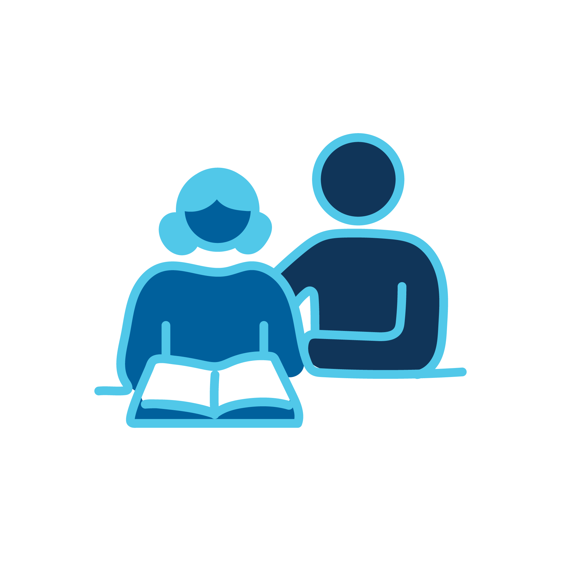 Volunteer with Elderly Lady and Book Icon