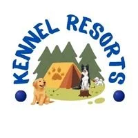 A stylized white dog face integrated with a paw print on a blue background.