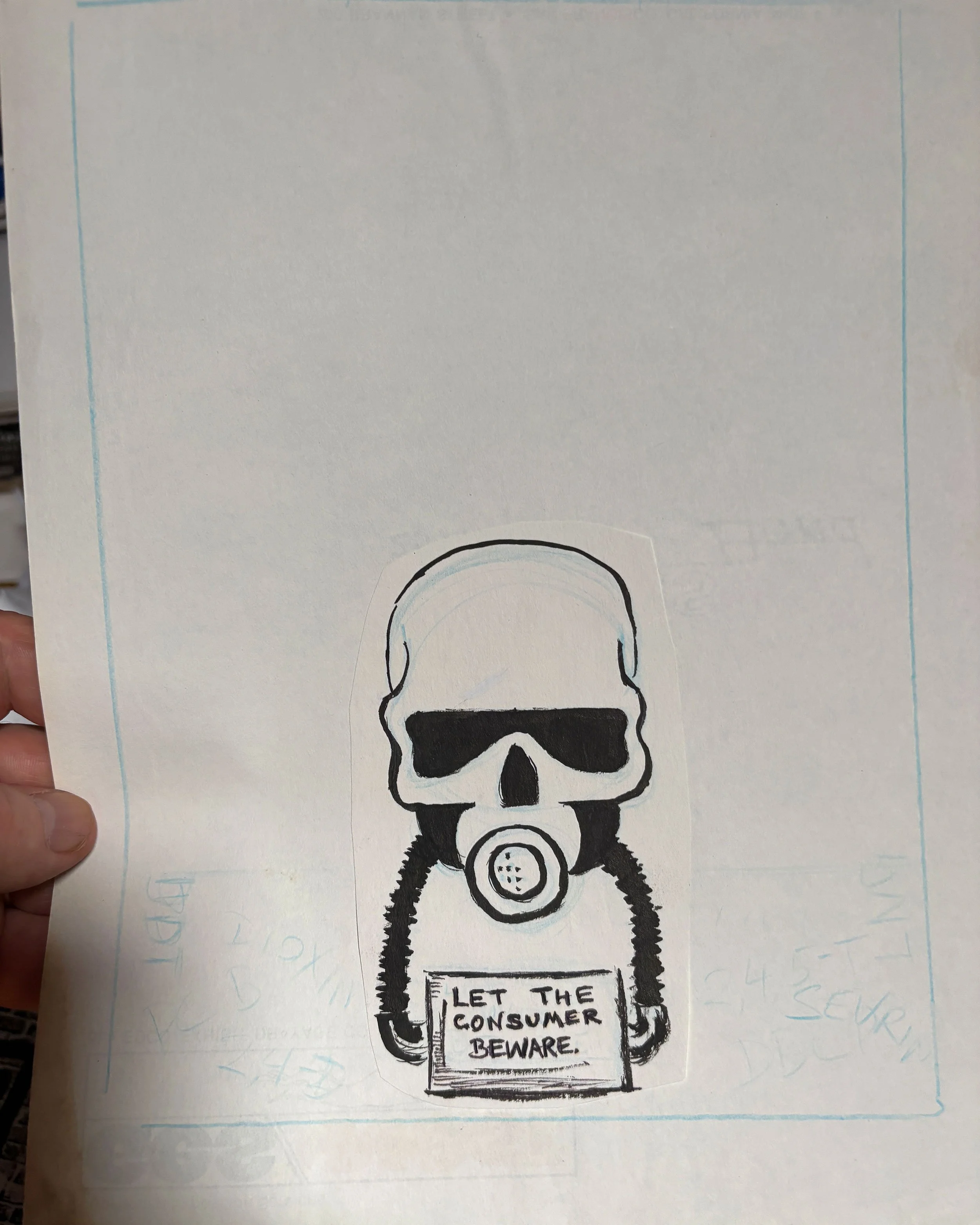 This is original art for the Anti-Nuclear page lay-out for Fallout #2 (and I believe it was also included in Fallout #3 since we only made 99 copies of #2 but we ran 500 of Fallout #3.