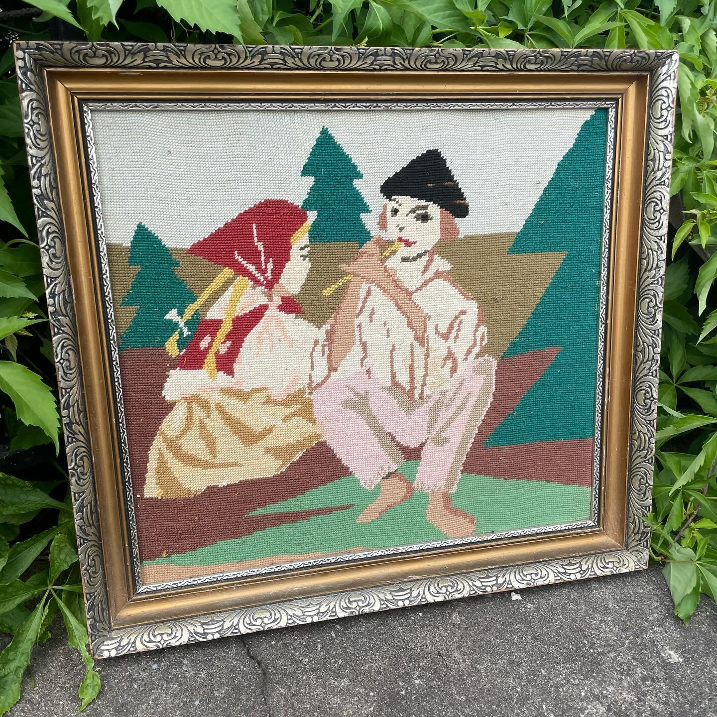 How cool is this vintage needlepoint in this real good frame?! 22x20&rdquo; $46.