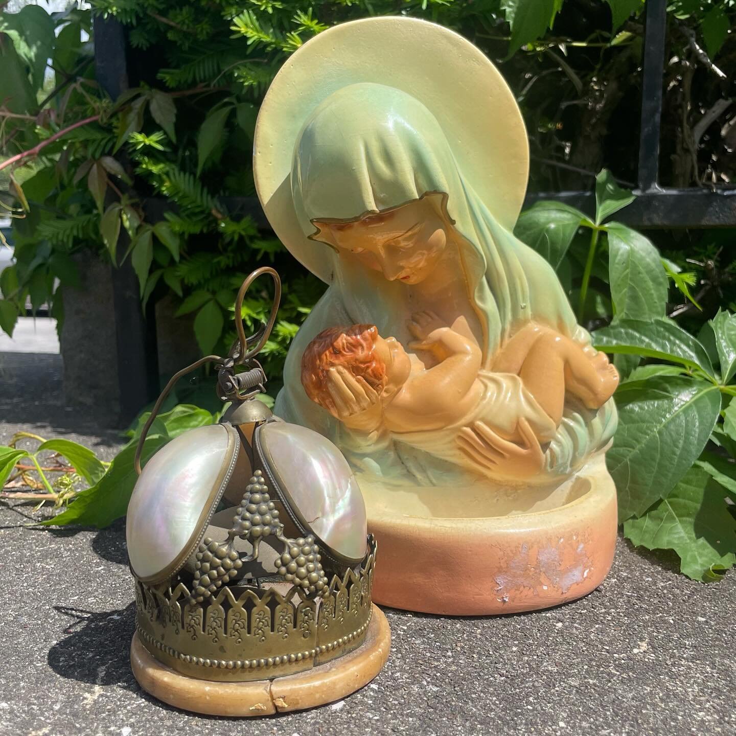 Wrapping it up today with some really pretty pieces! Chalkware Mary and Jesus, made to hang, but could also serve as a catchall, 9.5&rdquo; tall, 6&rdquo; wide, $35. Victorian ornate call bell, 5.5&rdquo; tall, 3.5&rdquo; wide, $140.