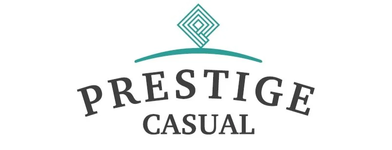Prestige Casual logo with geometric design.