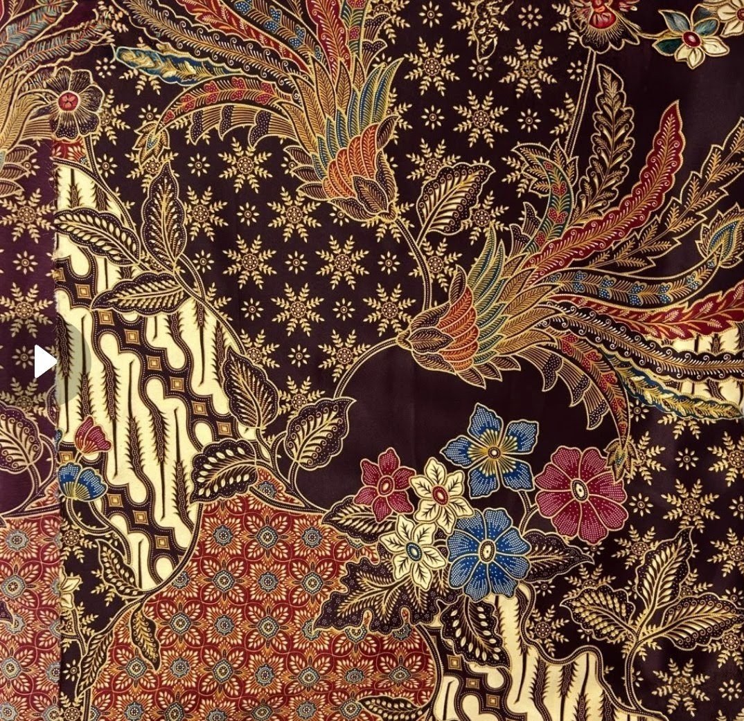 💥PRE-ORDER.  Luxurious Kain Batik - Blue, Red and Gold with Phoenix Motif