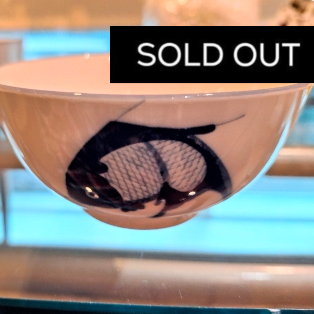 SOLD OUT Blue and White Carp Design Rice Bowl