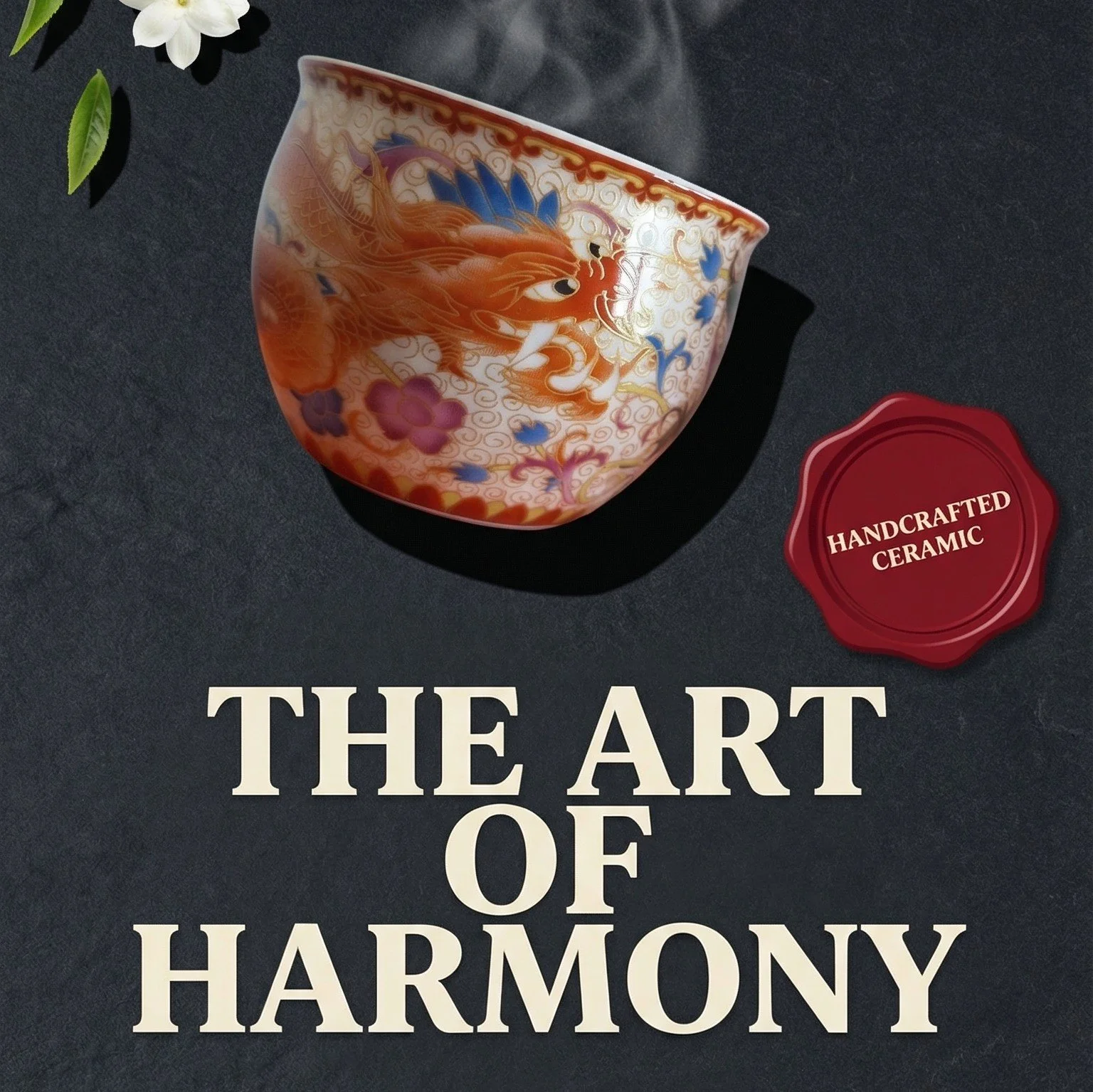 💥NEW    Dragon and Pheonix "Big Belly" Kung Fu  Cup Set