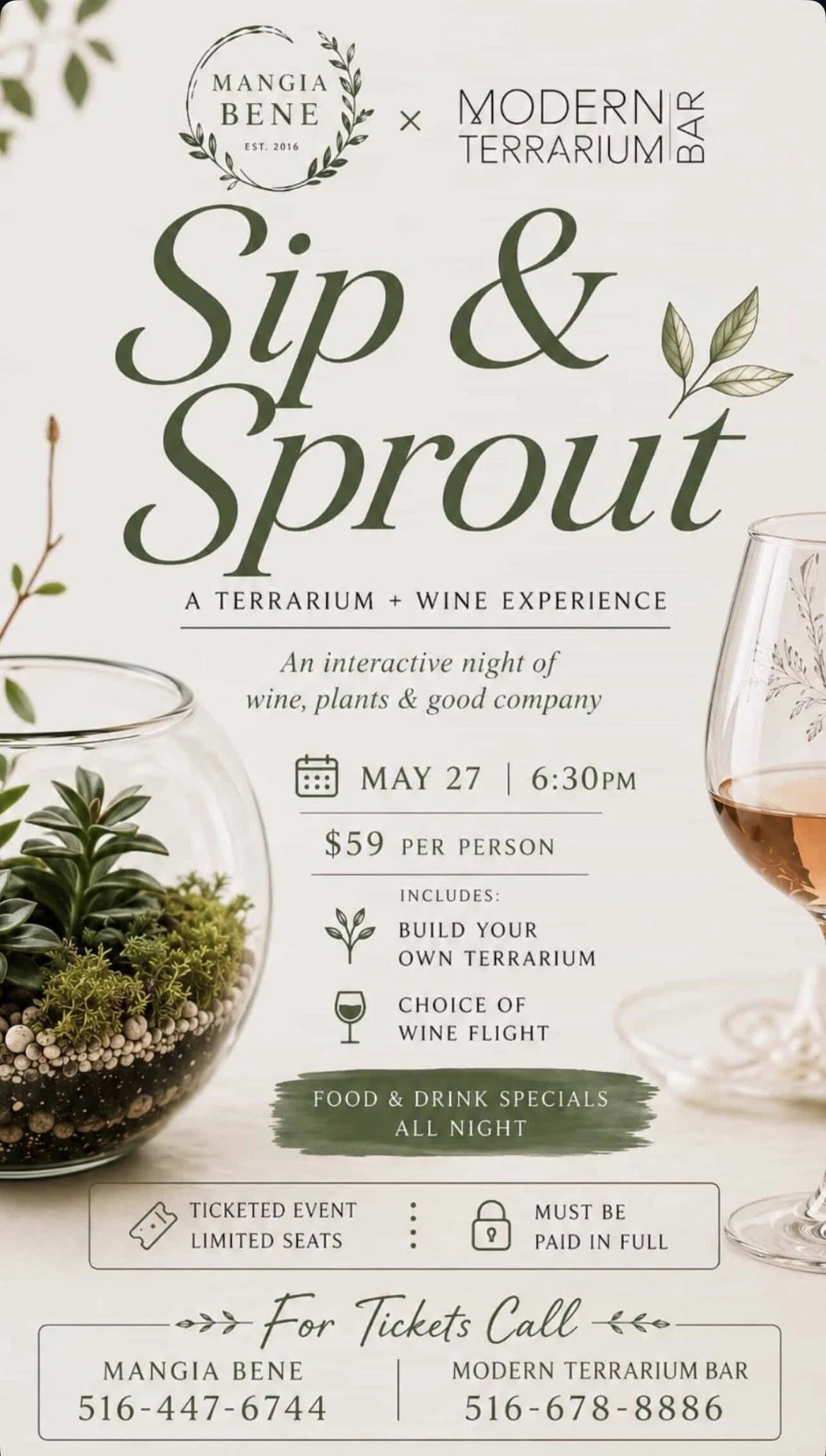 Sip & Sprout at Mangia Bene