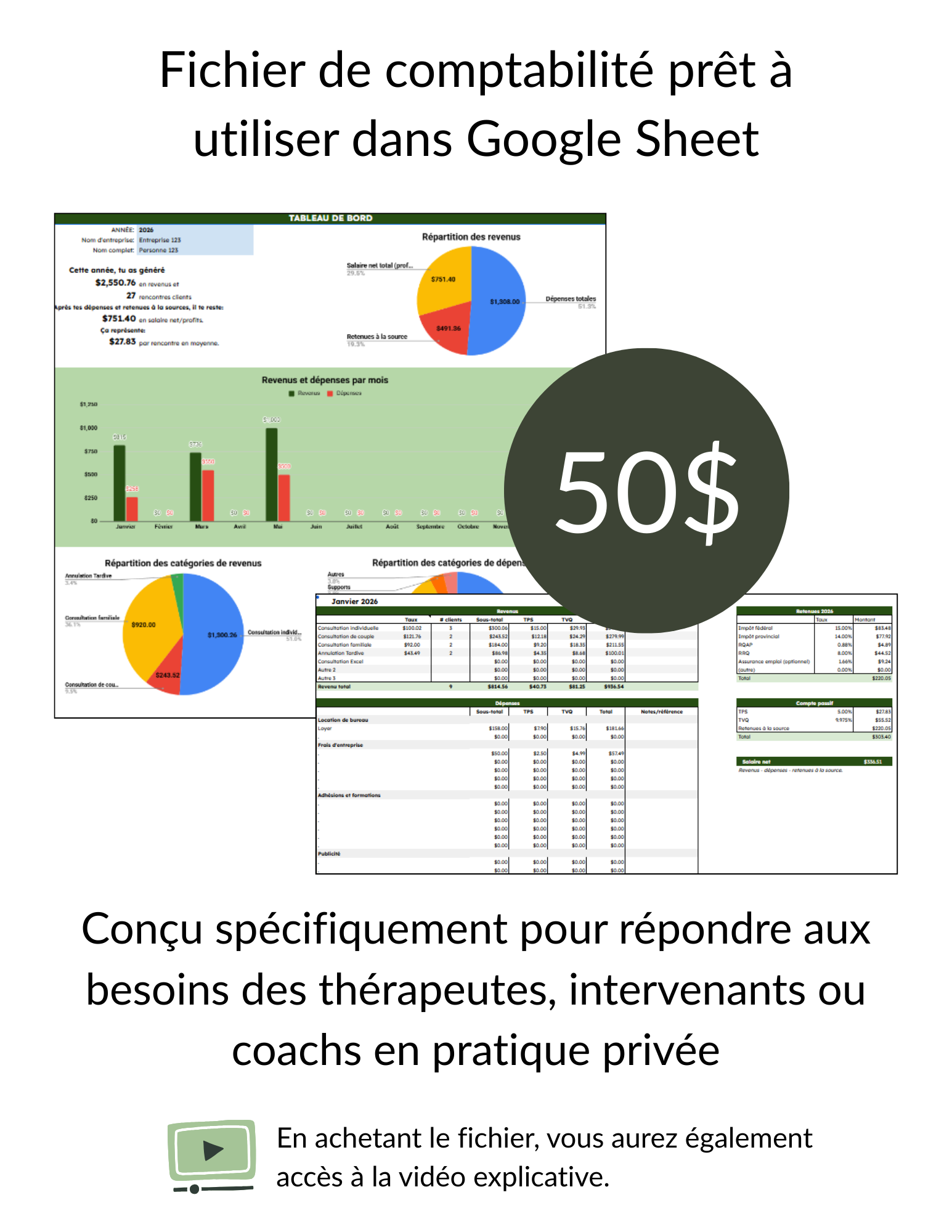Fichier de comptabilité Google Sheet