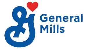 General Mills logo with a blue stylized heart and the company name in blue text