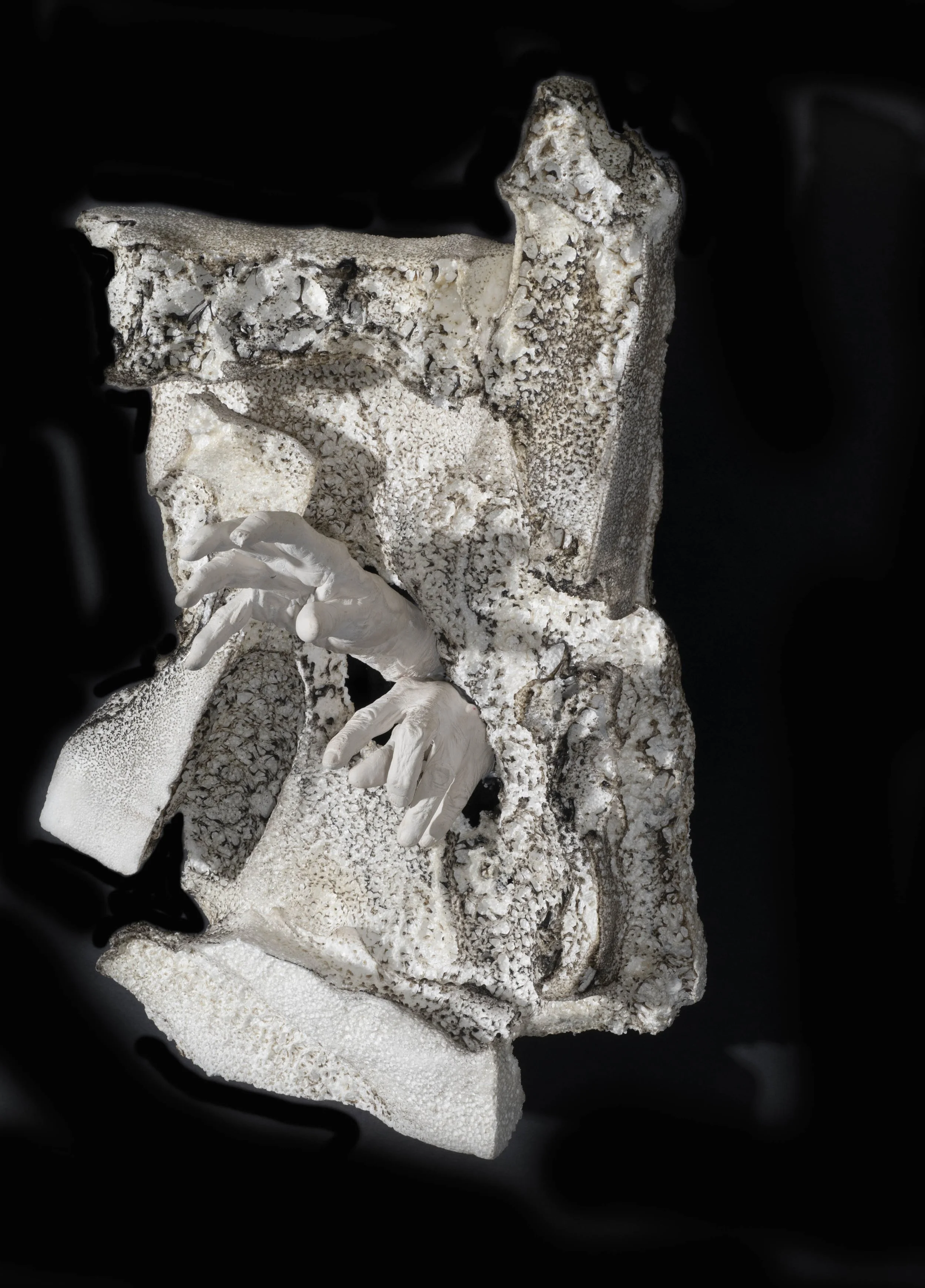 Cry Mixed Media (Plaster of Paris, Cloth, Wires, Molding Paste, Styrofoam) 24 x 18 x 12 (approx)