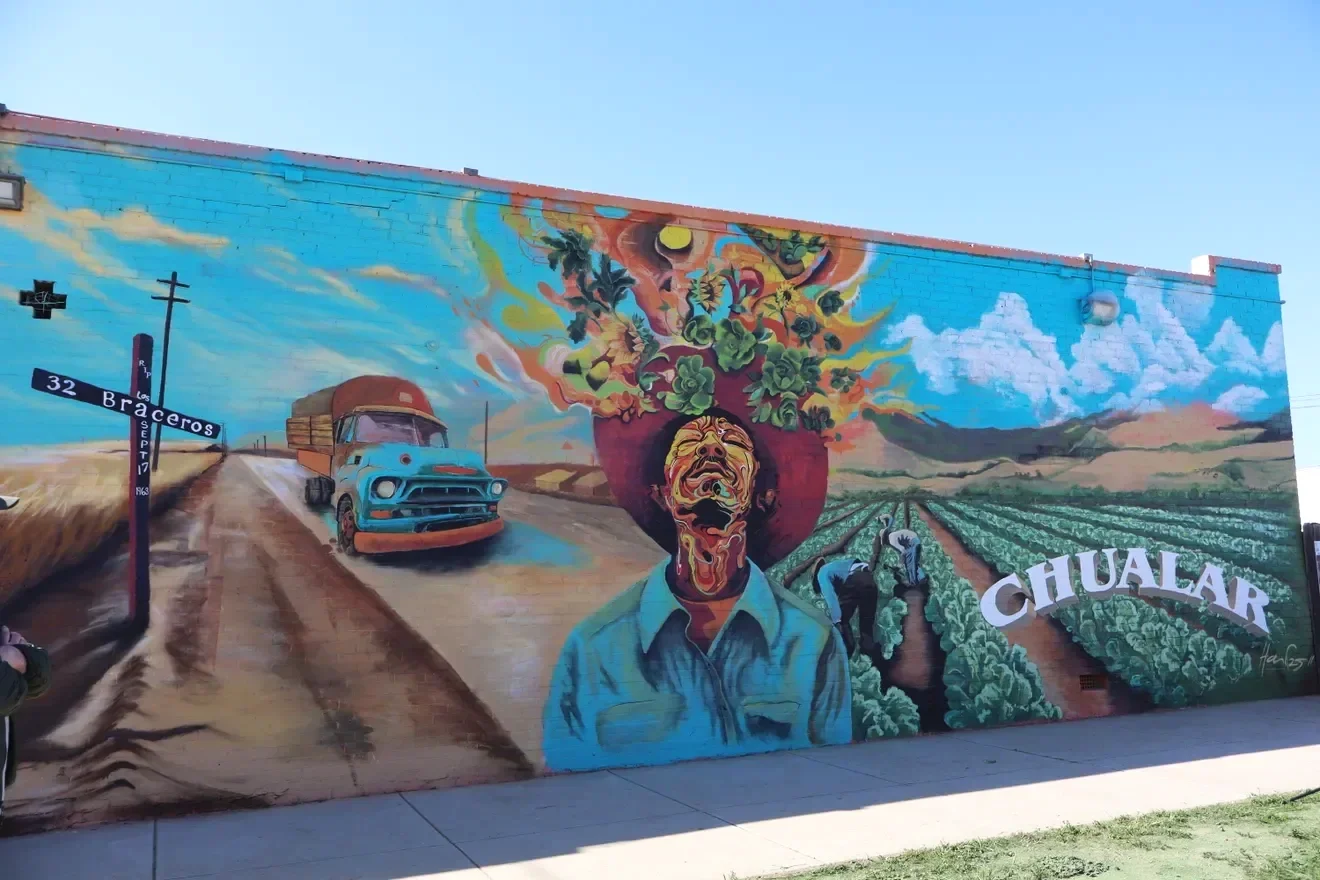 The Bracero Legacy Mural. in collaboration with Hanif Panni, located in Chualar, CA.