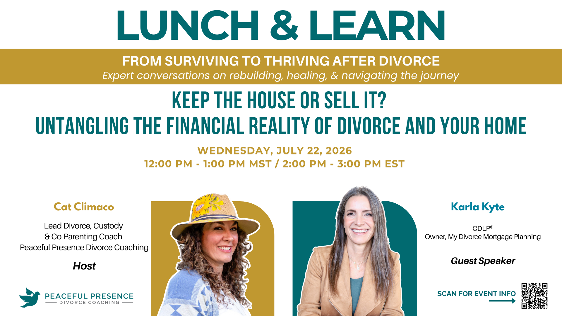 Peaceful Presence Divorce Coaching Lunch and Learn - Keep the house or sell it?