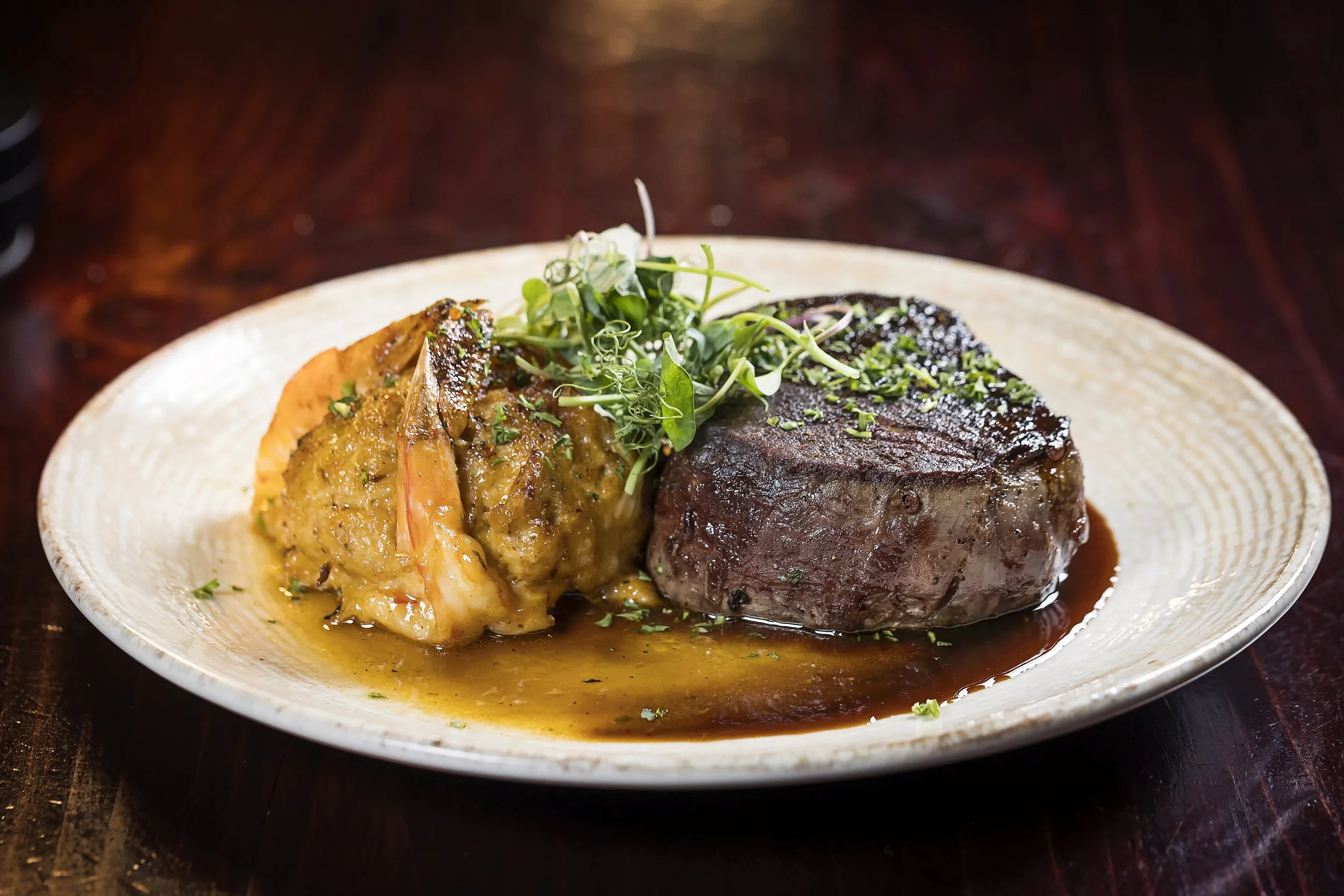 The Beau Filet with jumbo shrimp stuffed with crab