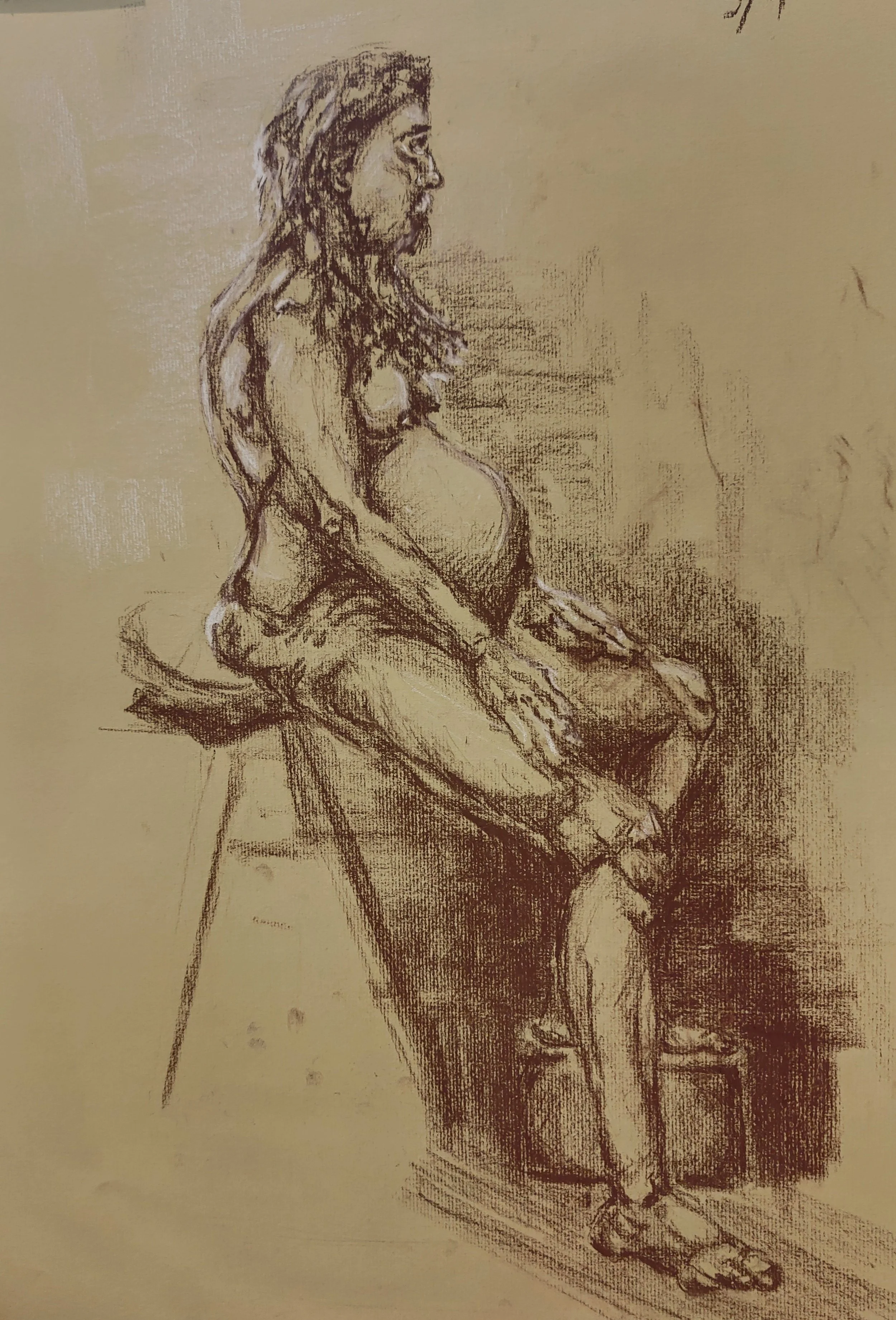 Life Drawing. Created with Conté crayon.