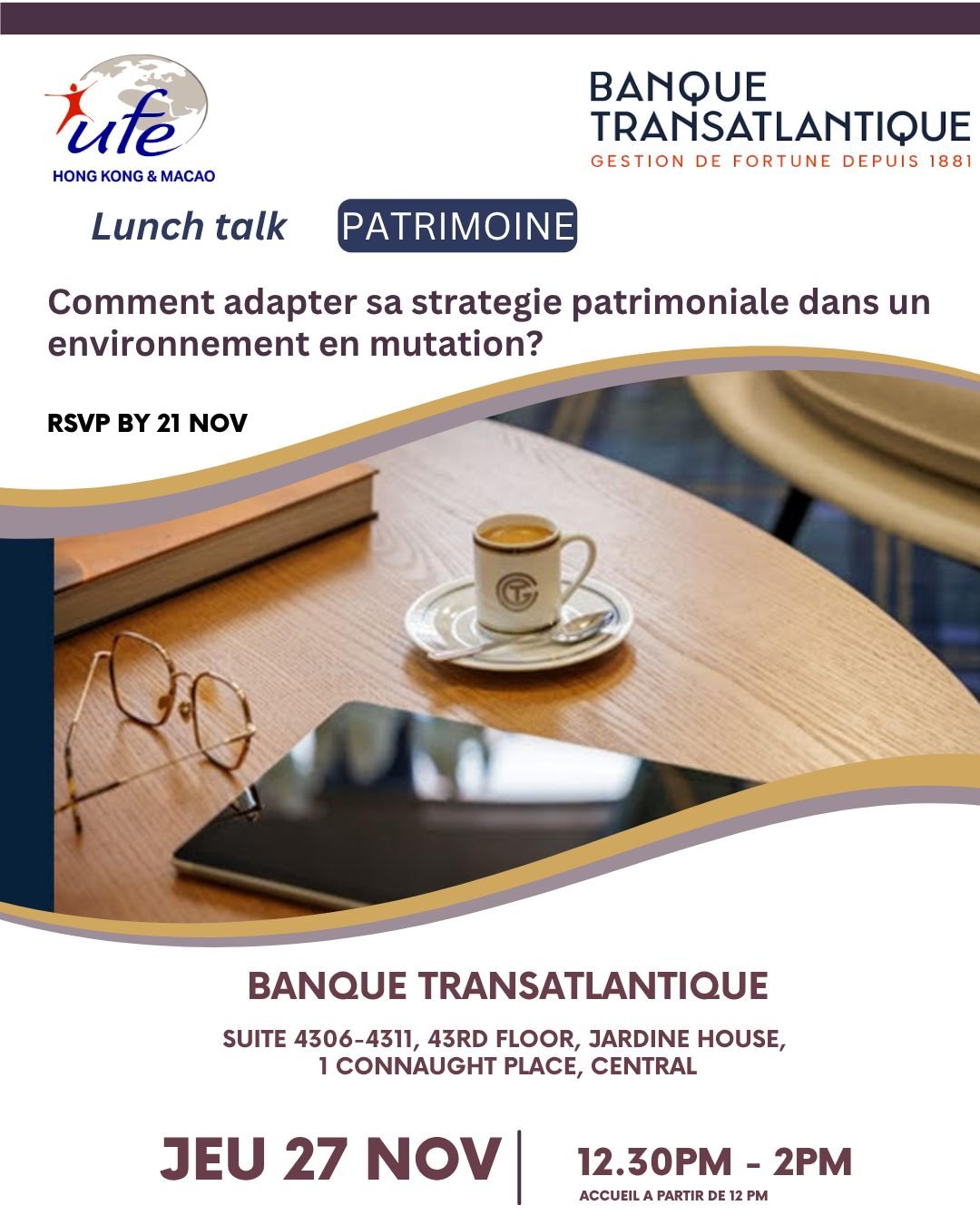 🍴Jeudi 27 novembre – Lunch Talk : Loi de finances 2026 &amp; Planification patrimoniale