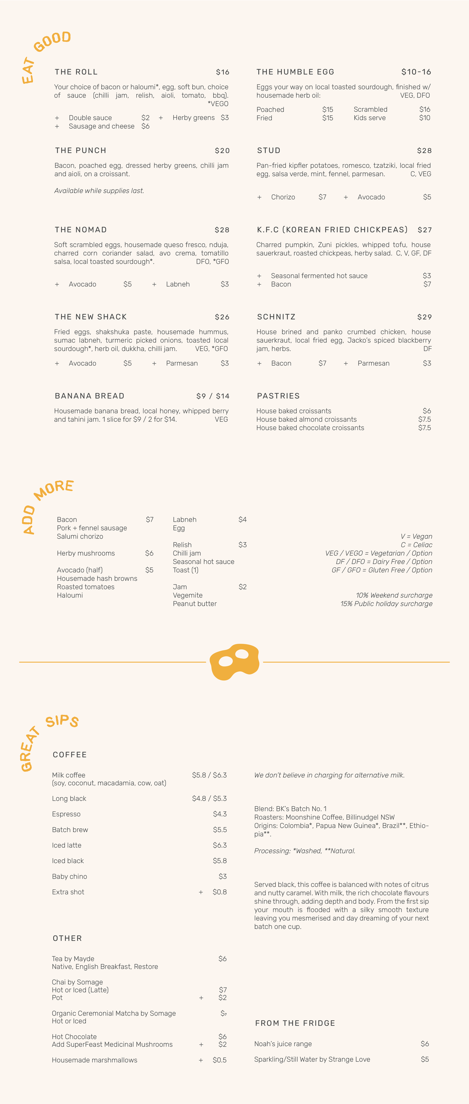 BK'S — Menu