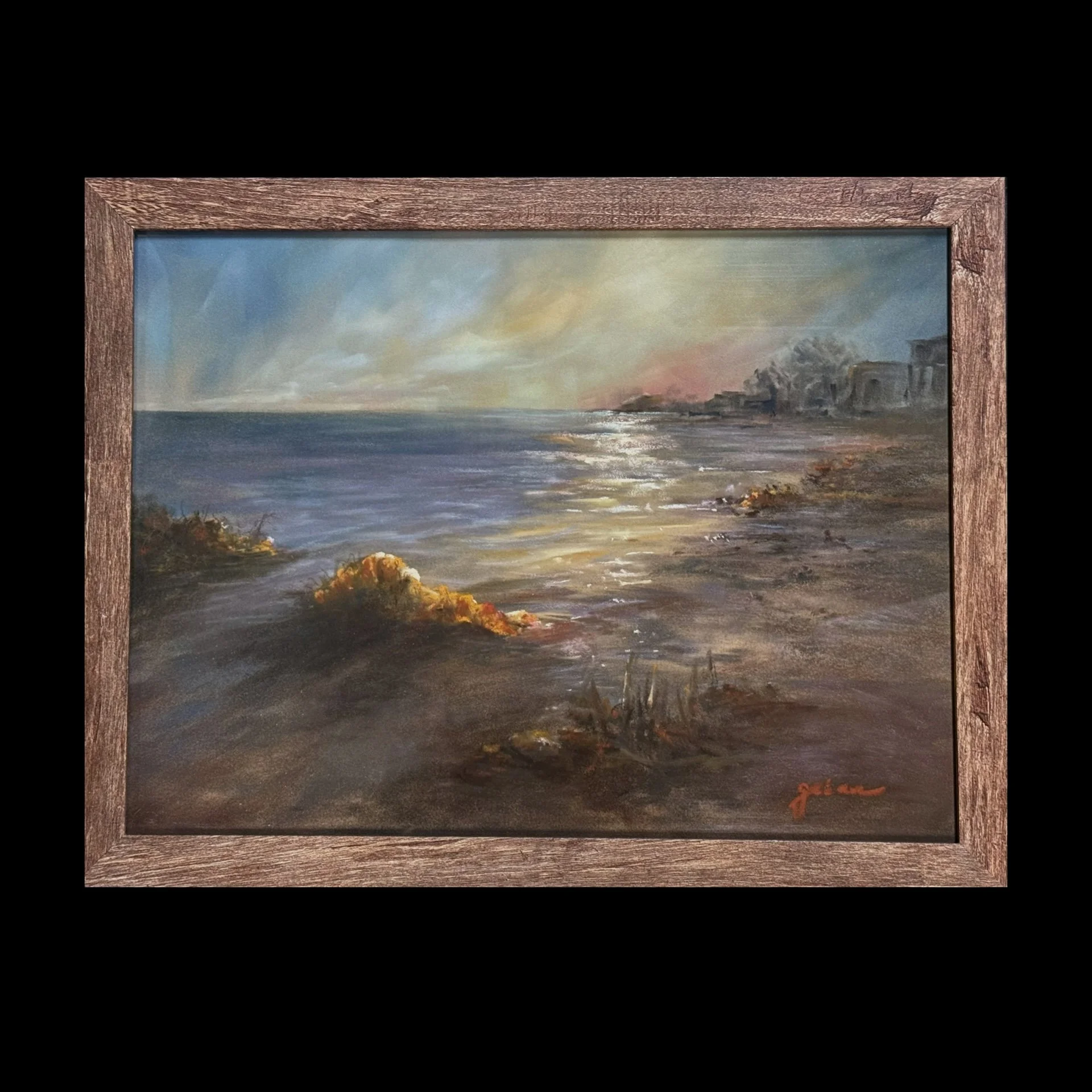 "Embrace" Original Soft Pastel Painting - 12" x 16" in 13.6" x 17.6" Frame