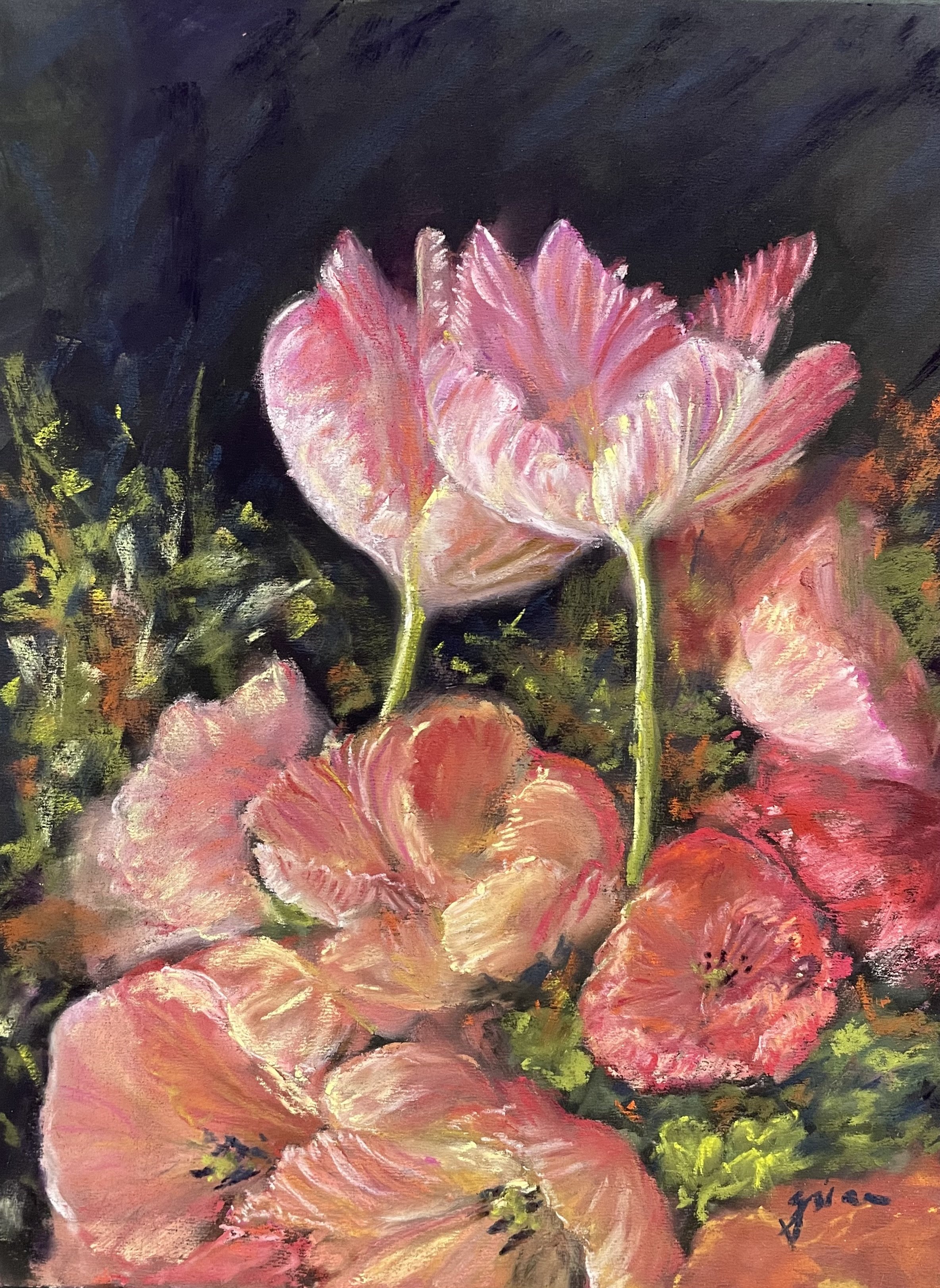 "Tulip Glow" | Soft Pastels | 9" x 12"