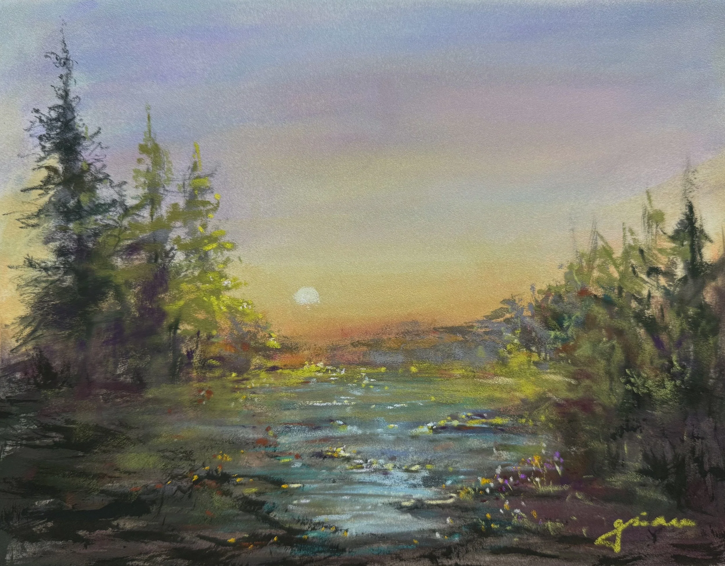 "Sun Salutation 2" | Soft Pastels | 9" x 12"