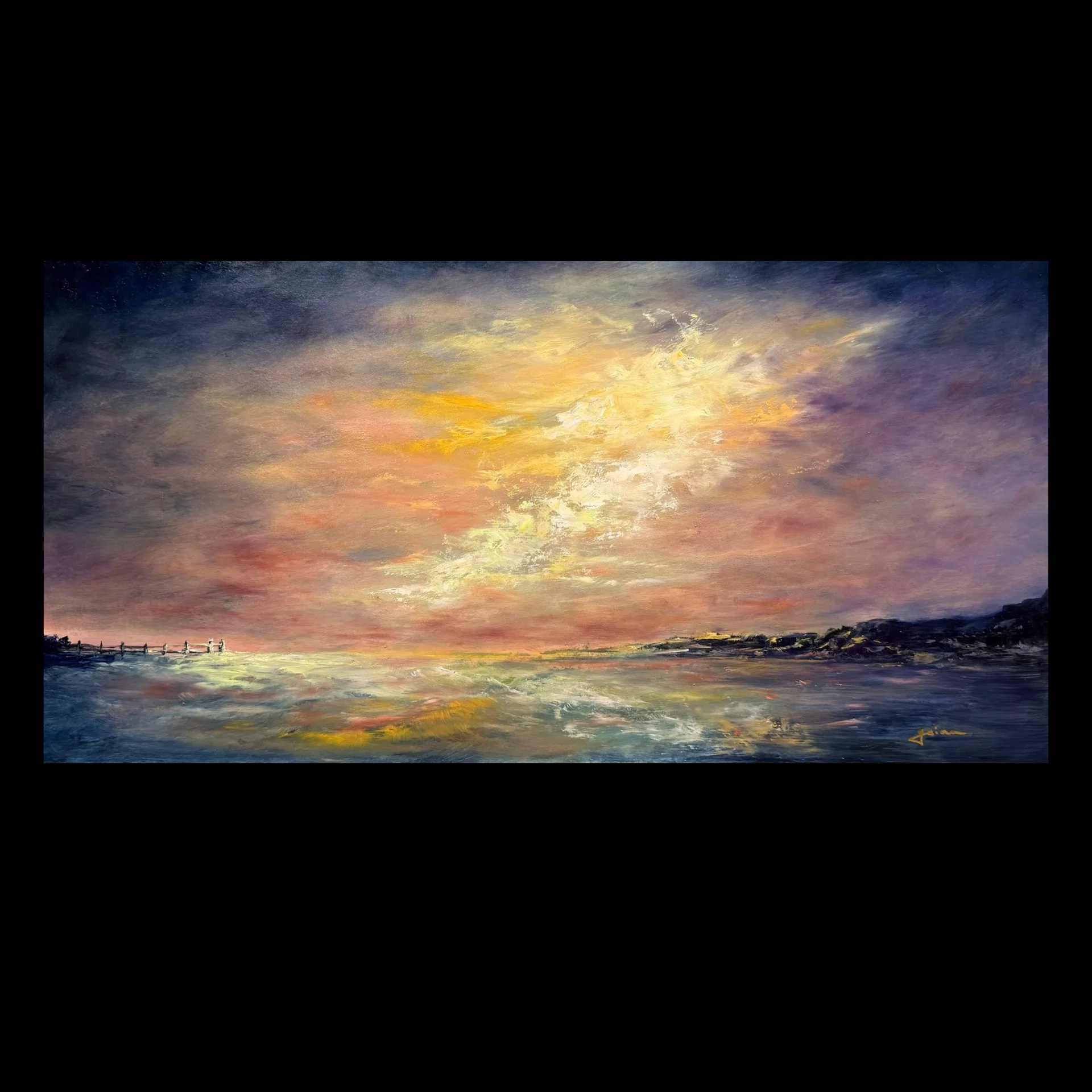 "Vibrations" Original Oil and Acrylic - 12" x 24" Unframed