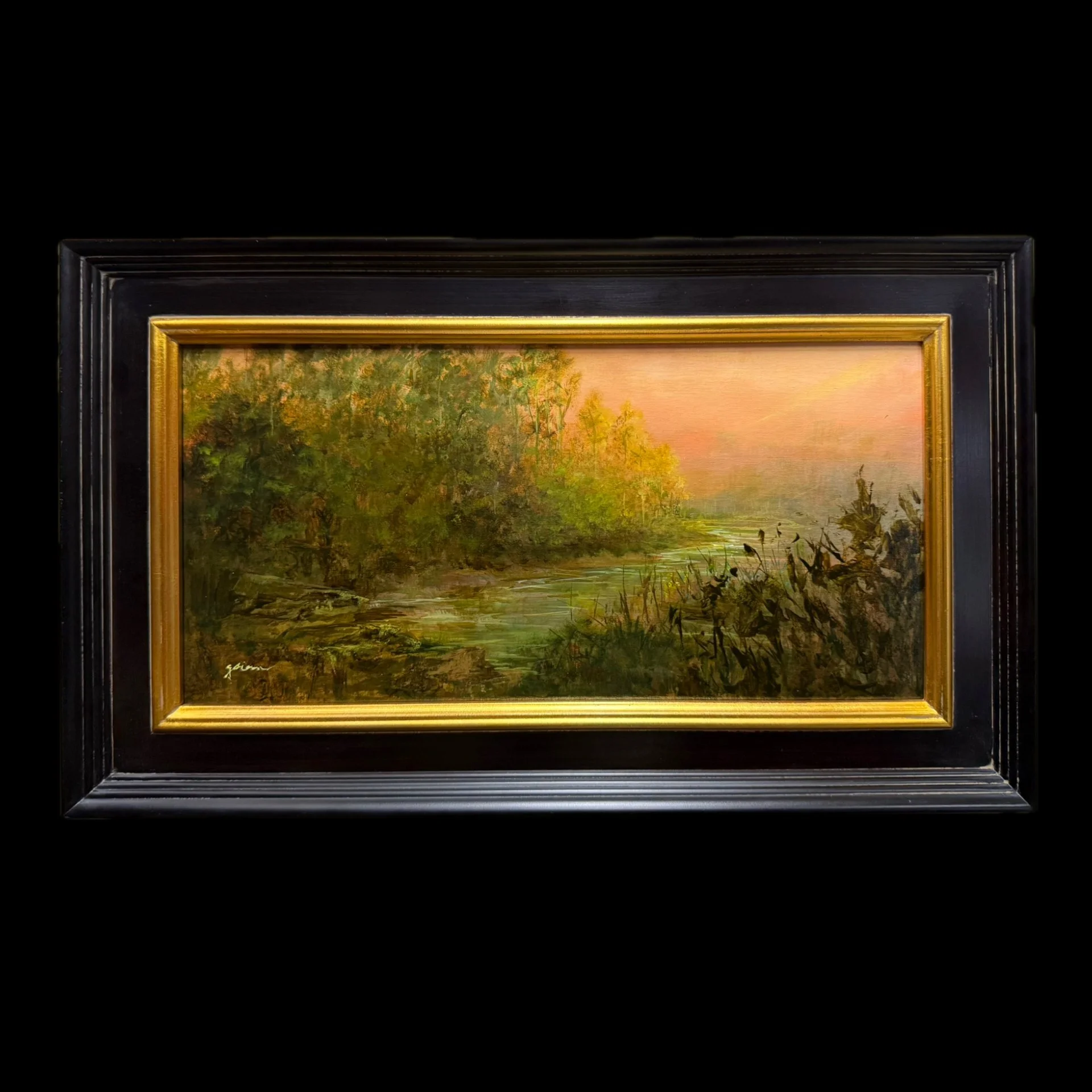 "Whisper" Original Acrylic Painting - 8" x 16" in 11.75" x 19.75" Frame