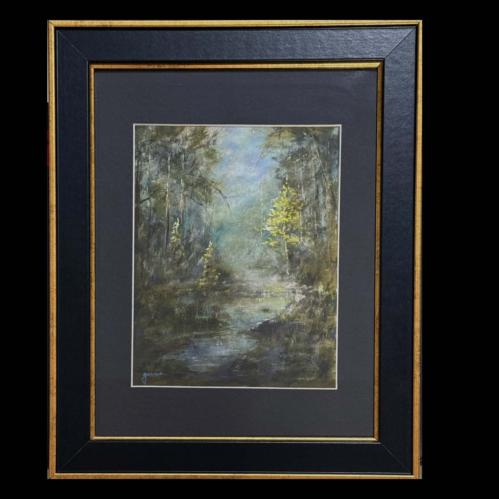 "Reminisce" Original Soft Paste Painting - 9" x 7" in 12.5" x 15.9" Frame