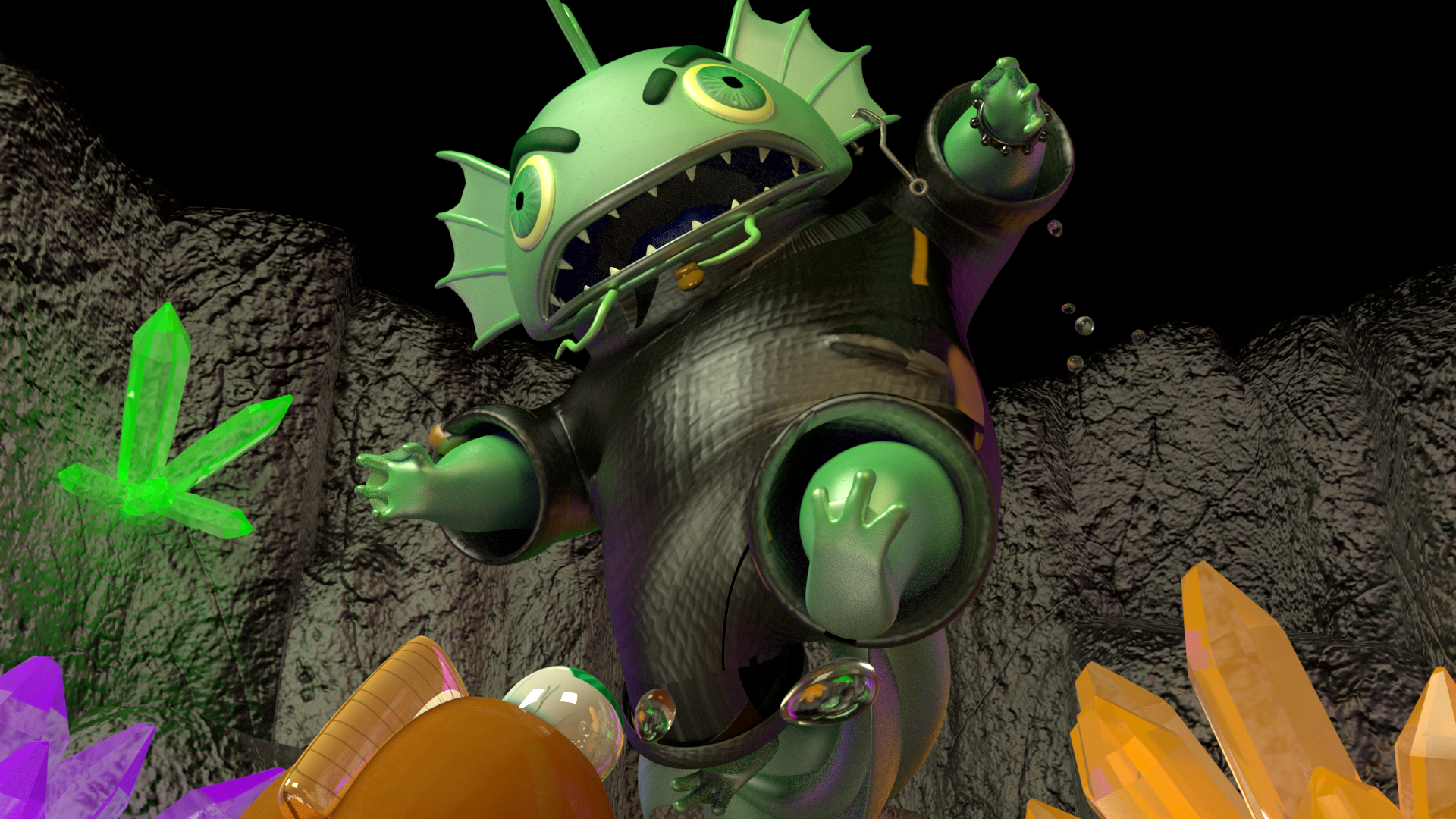 Fish Attack; Maya, Renderman, Substance Painter 2023