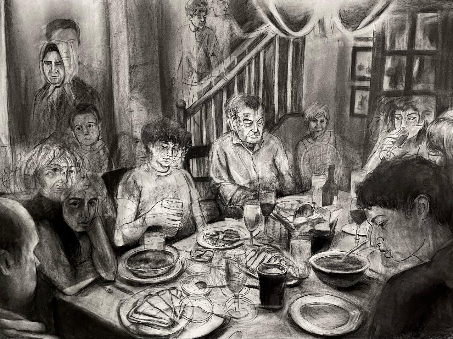 &ldquo;Manti that was never made or ate&rdquo;, (hi&ccedil; yapılmamış veya yenmemiş mantı) , 42x30 , charcoal on paper 
.
.
.
#t&uuml;rkiye #portraitpainting #artistsoninstagram #photography #illustration #mixedmedia #acrylicpainting #t&uuml;rksanat