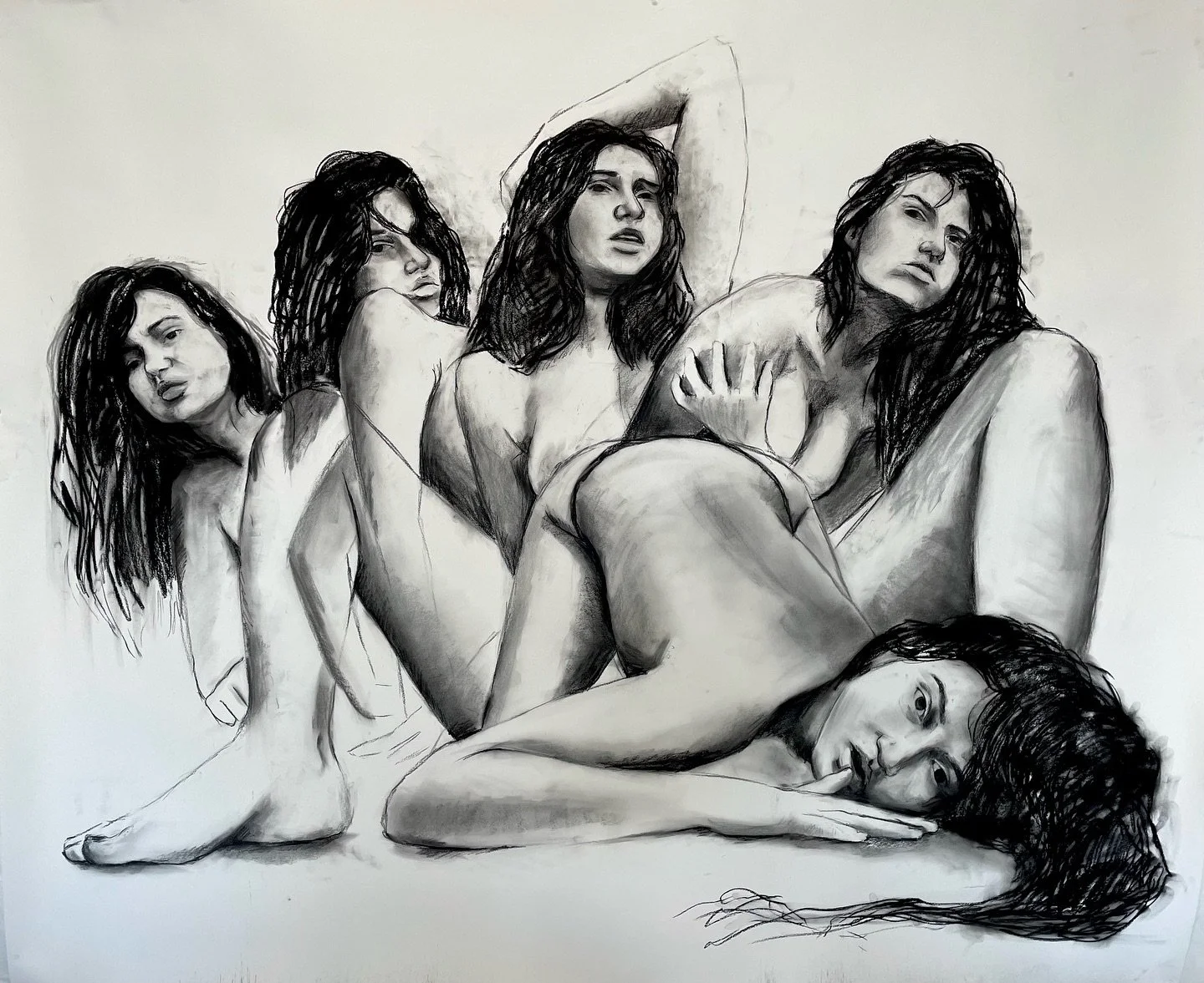 &ldquo;Birth Of The Succubus.&rdquo; 5ft x 4.2ft, charcoal on paper
.
.
.
.
#drawing #portrait #studentartist #artist #figuredrawing #studentart #figurativeartist #whip #risd #figurativeart #emergingartist #charcoaldrawing