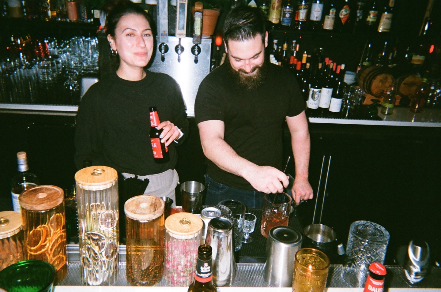 After hours recipe testing always needs two people &mdash; the recipe maker and the recipe taster. Good thing we have Cata and Sean! 

Only at Lonely Siren 🧜&zwj;♀️