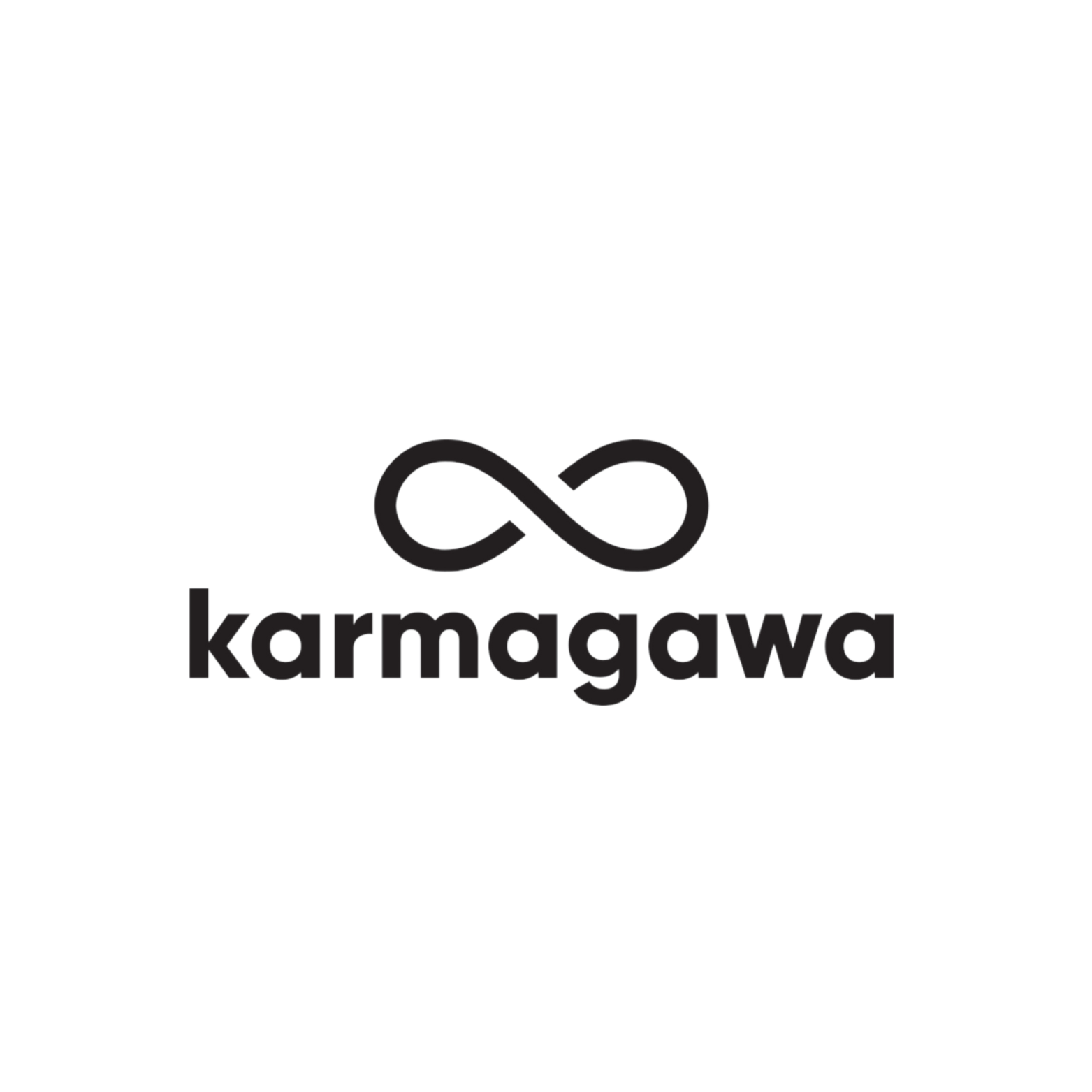 Logo featuring an infinity symbol and the word "karmagawa" beneath it.