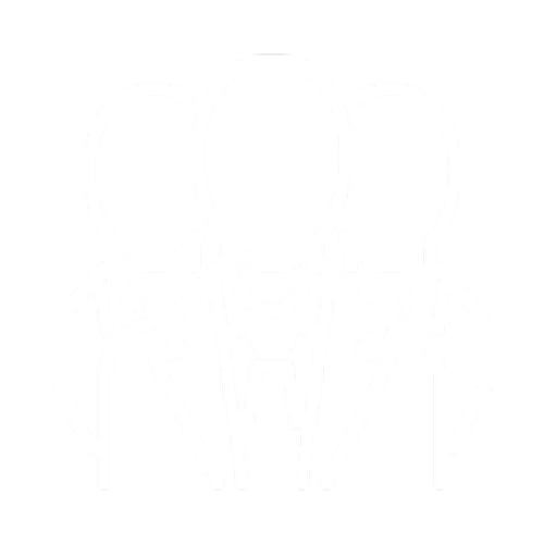 White outline of three businesspeople wearing suits and ties, with a line connecting their heads, on a black background.