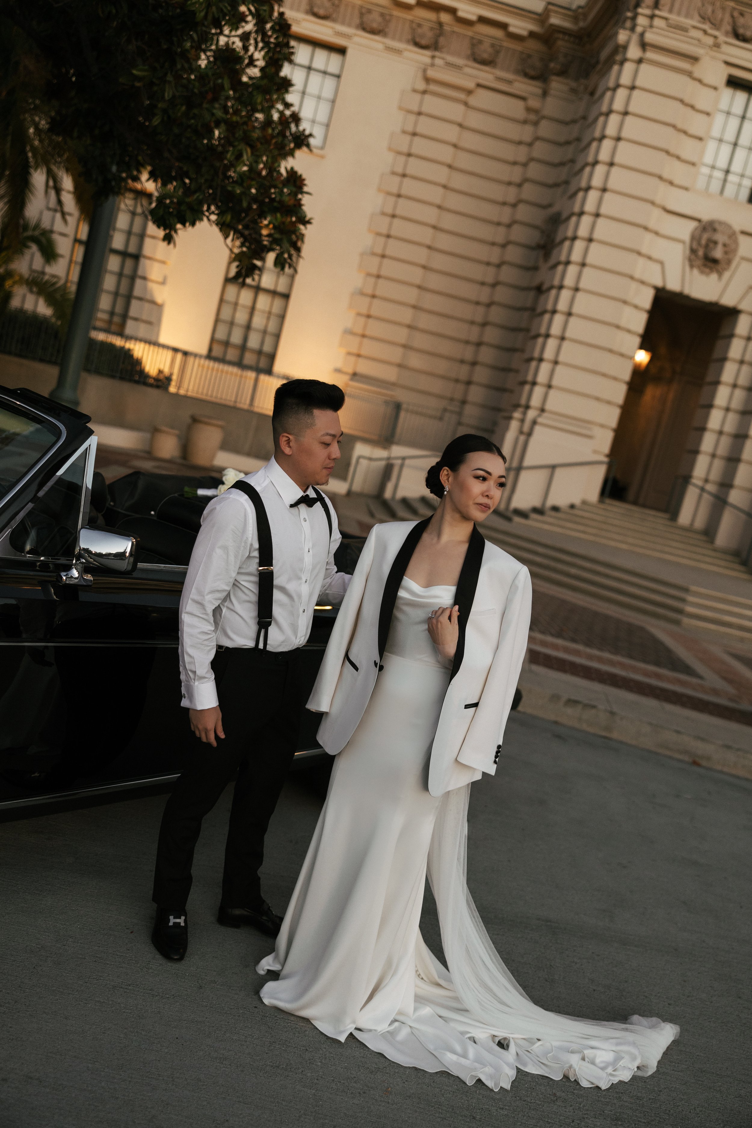 Pasadena City Hall Couples Editorial with classic car