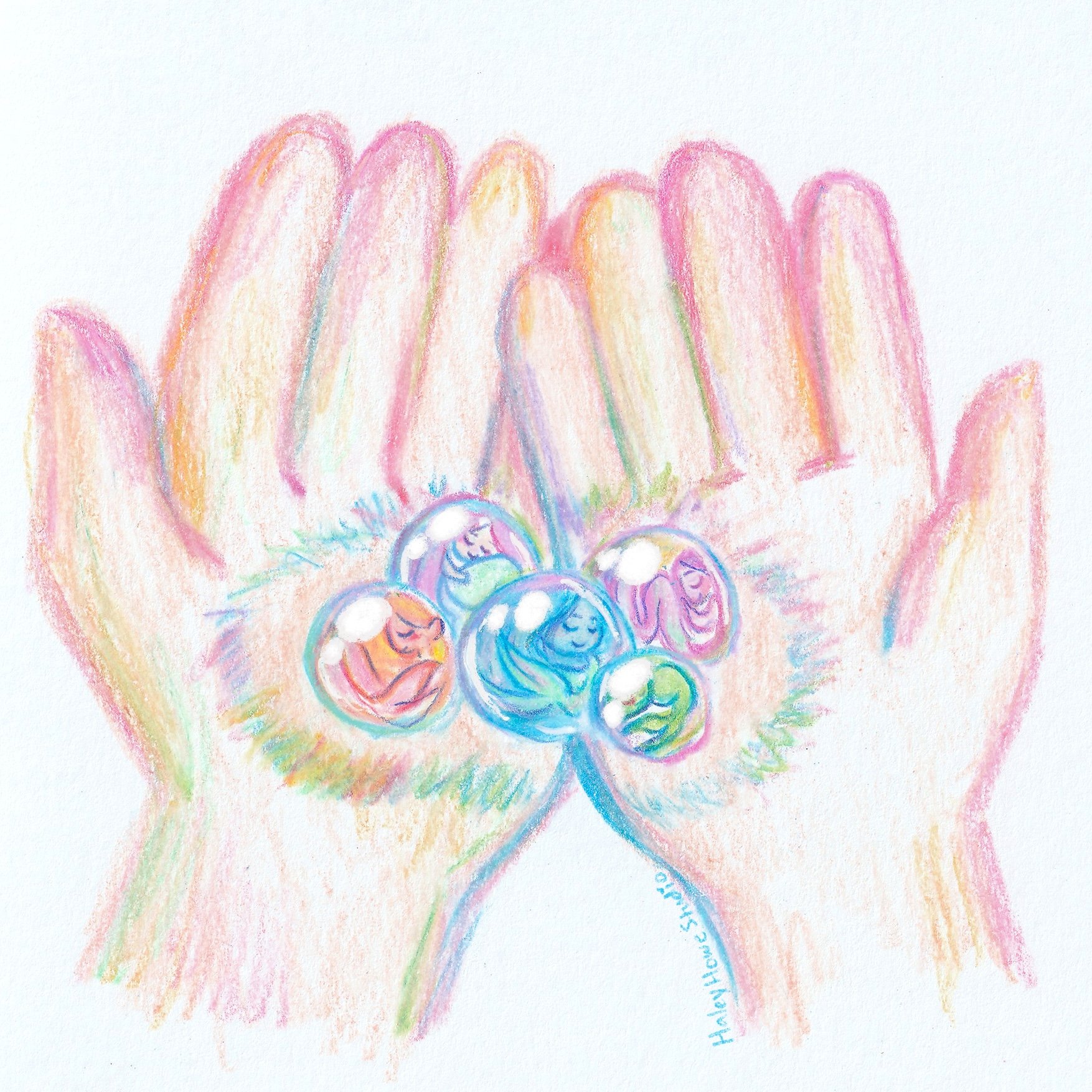 Baby Mermaid Egg Pearls-Color Pencil
