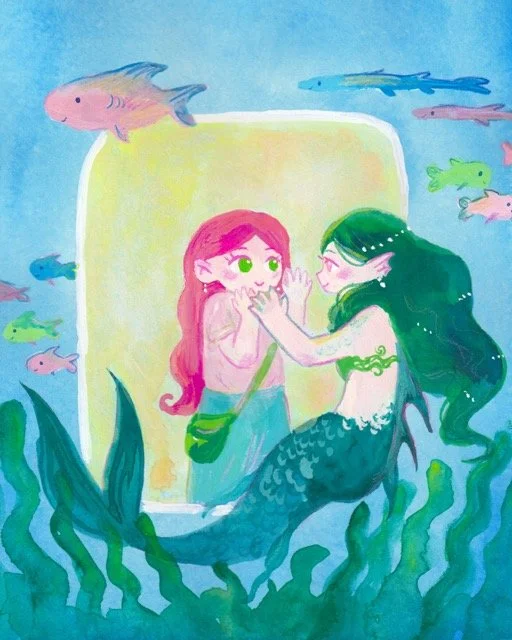 Meeting at the Aquarium-Watercolor