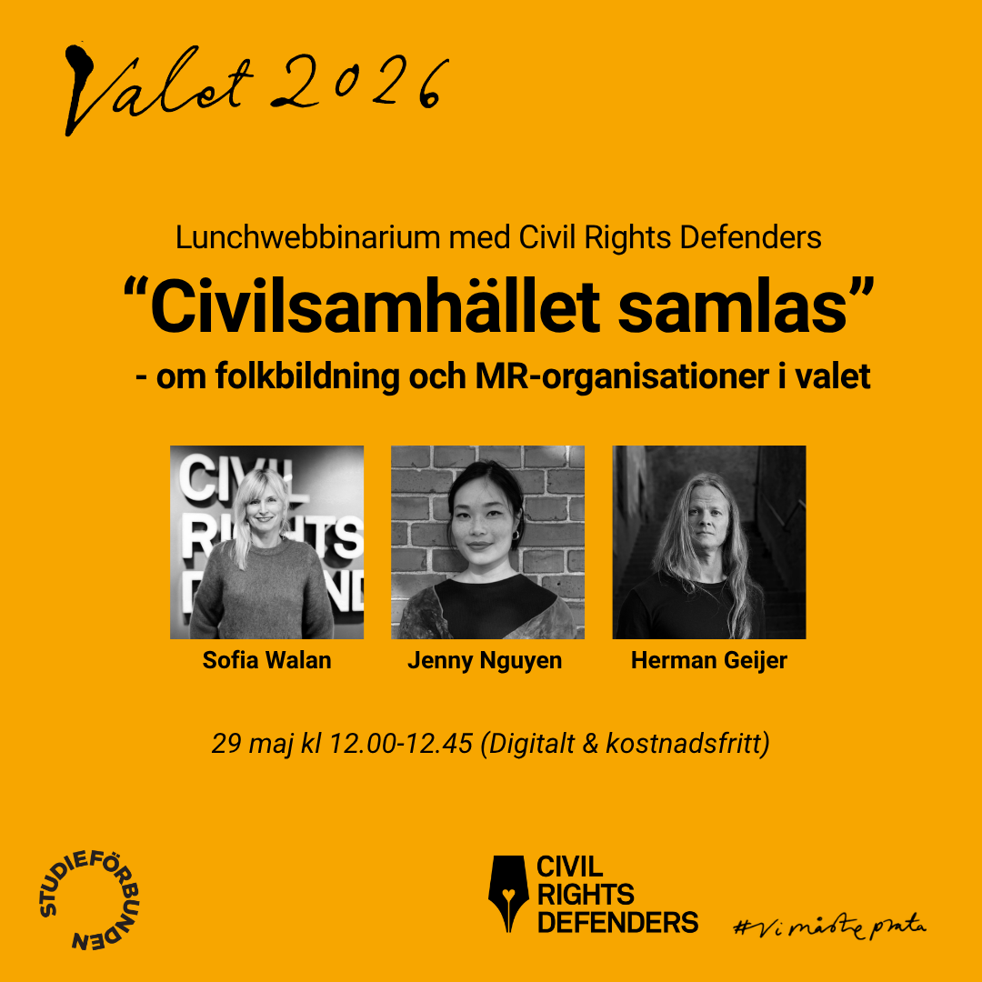 Lunchwebbinarium med Civil Rights Defenders "Civilsamhället samlas"